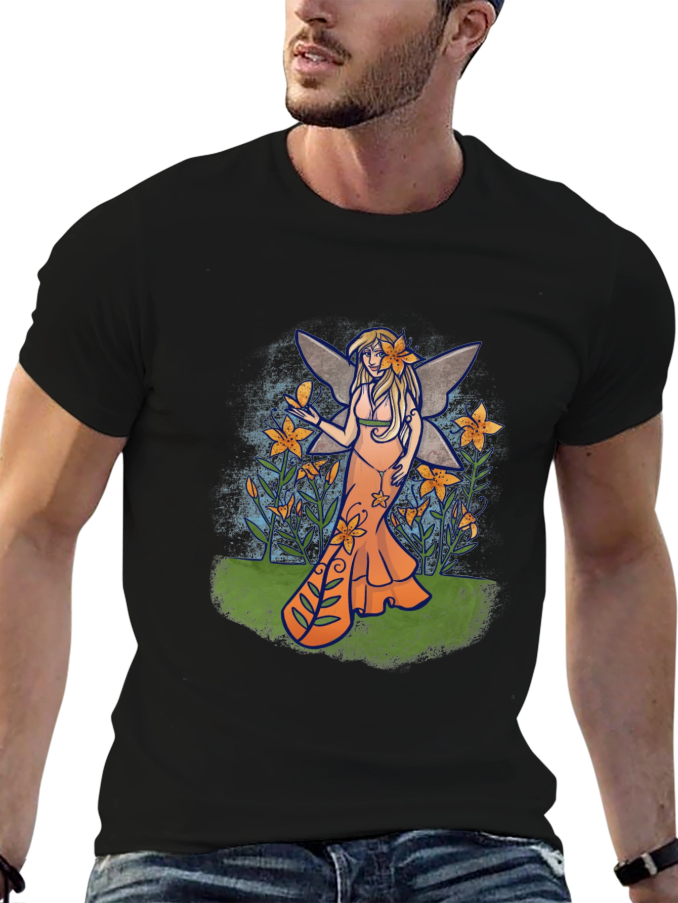 Black Fairy Graphic T-Shirt - Unique Fantasy Tee view 6