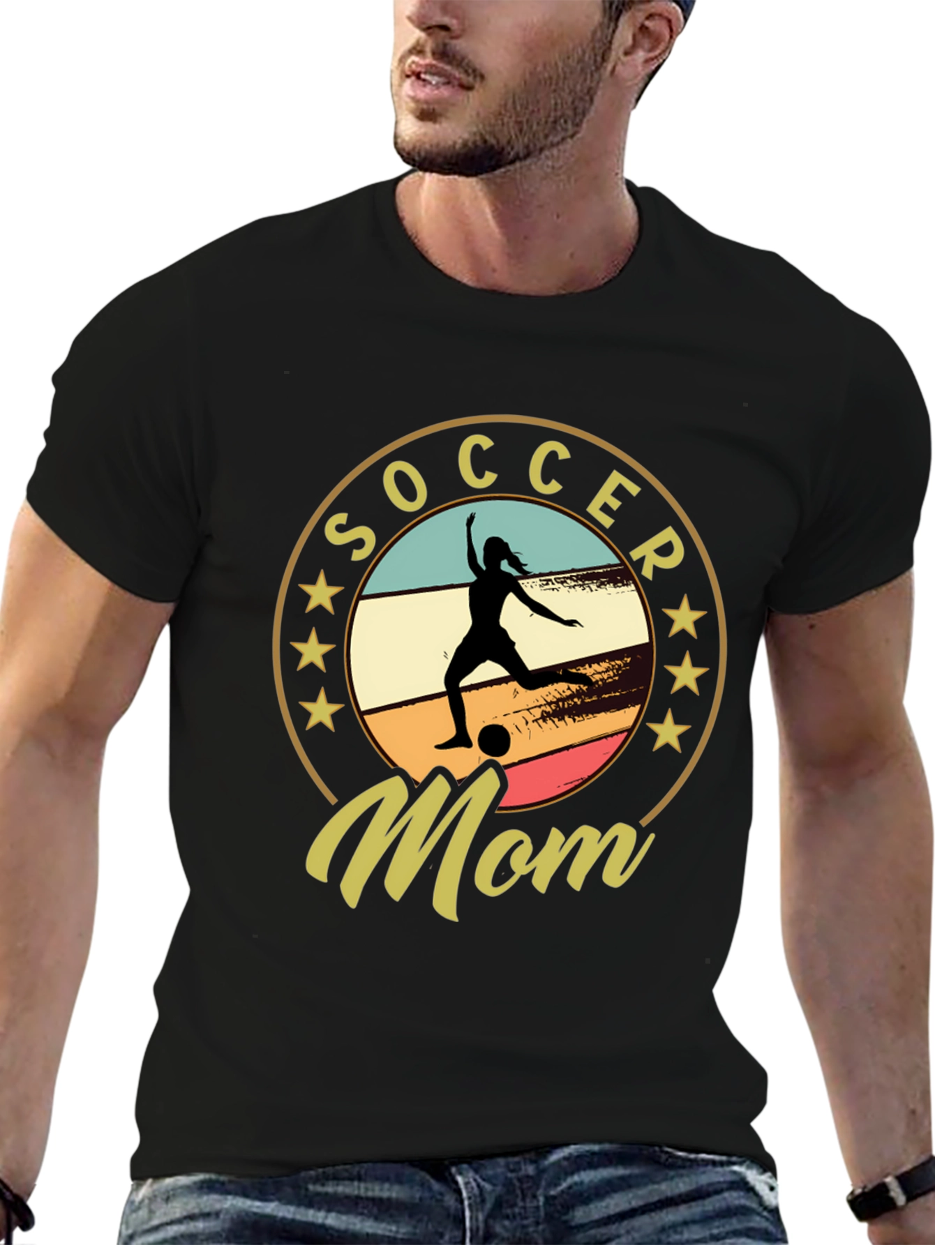 Black Soccer Mom T-Shirt - Sports Apparel view 6