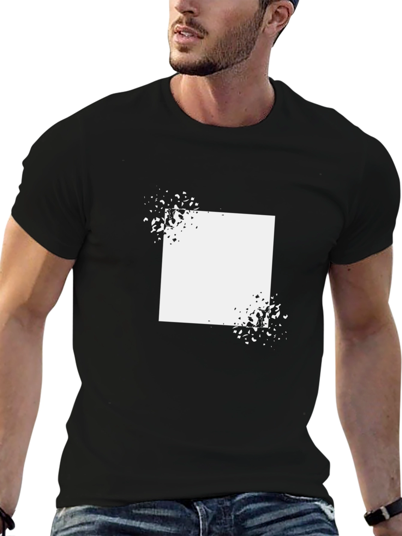 Black Abstract Square Graphic T-Shirt - Black view 6