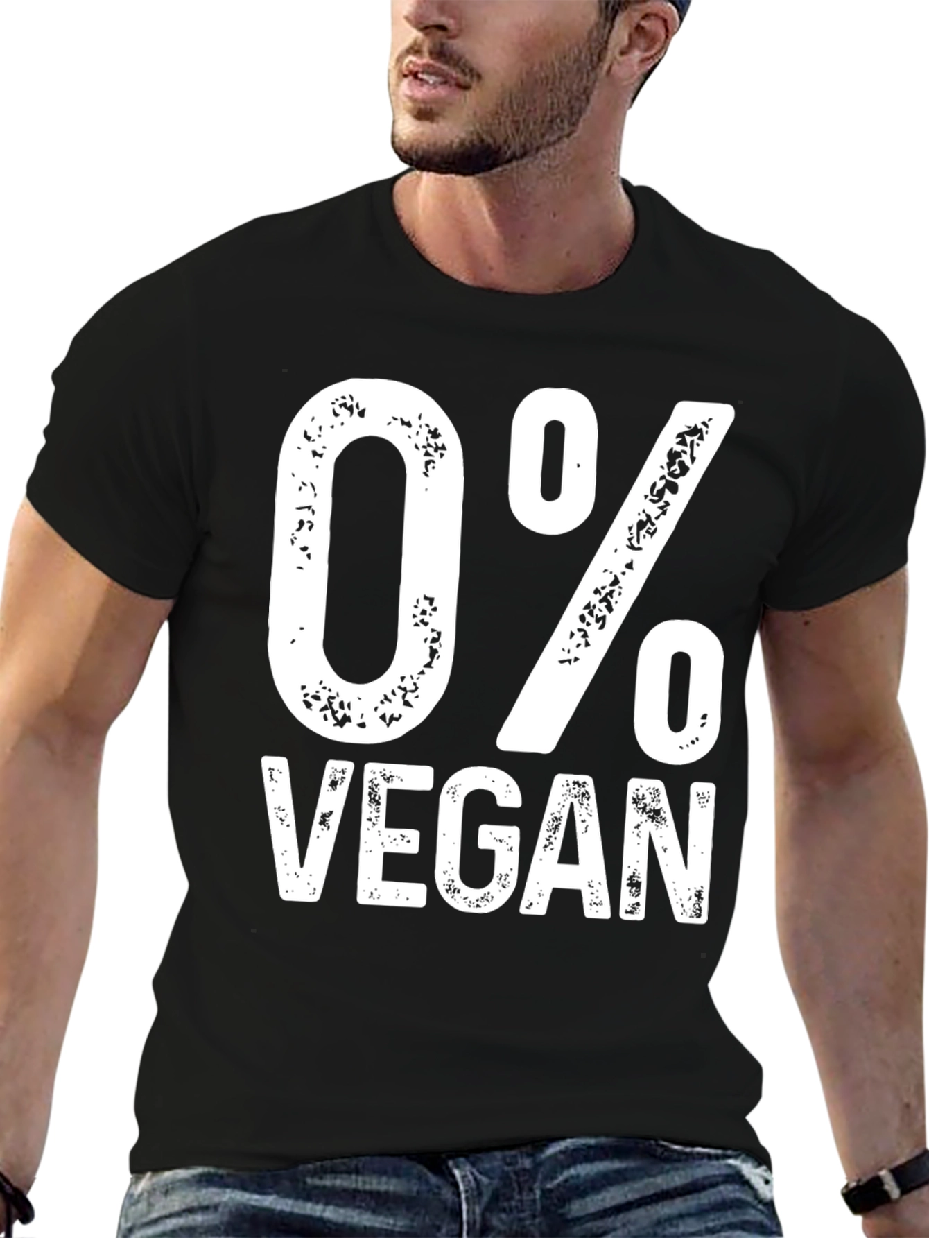 Black 0% Vegan Graphic Tee - Unisex Novelty T-Shirt view 6