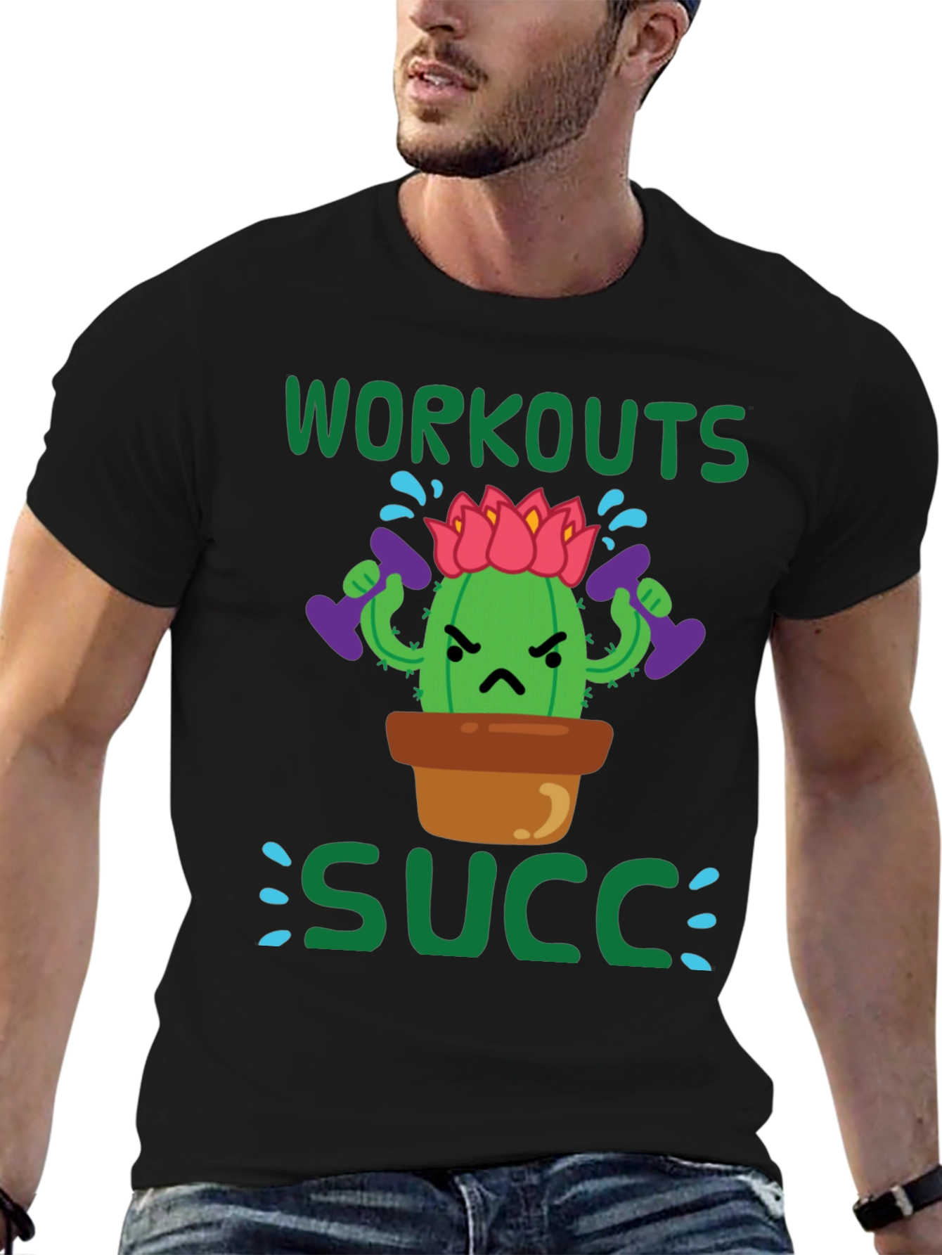 Black Workouts Succ T-Shirt - Gym Humor view 6