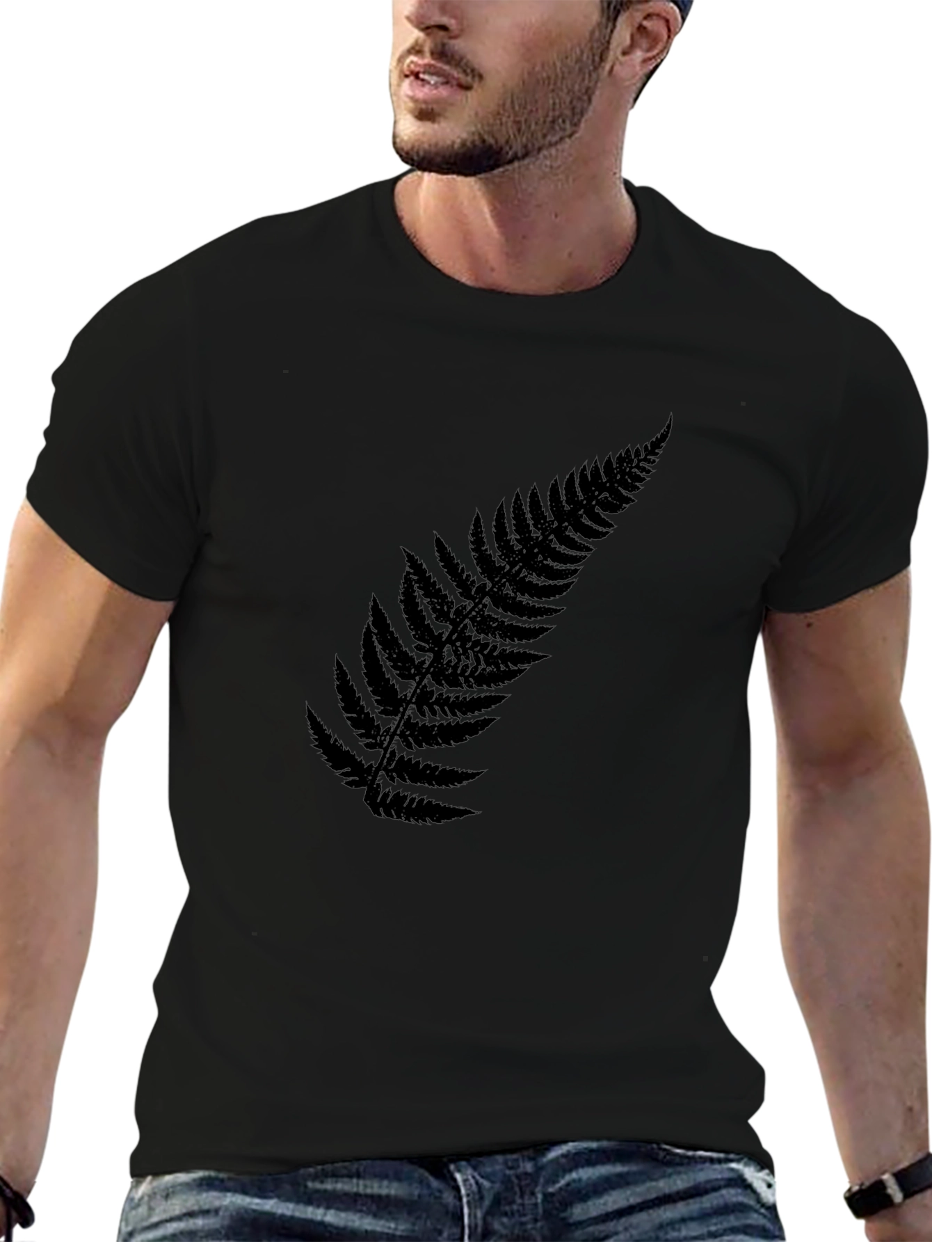 Black Black Fern Leaf T-Shirt - Casual Style view 6