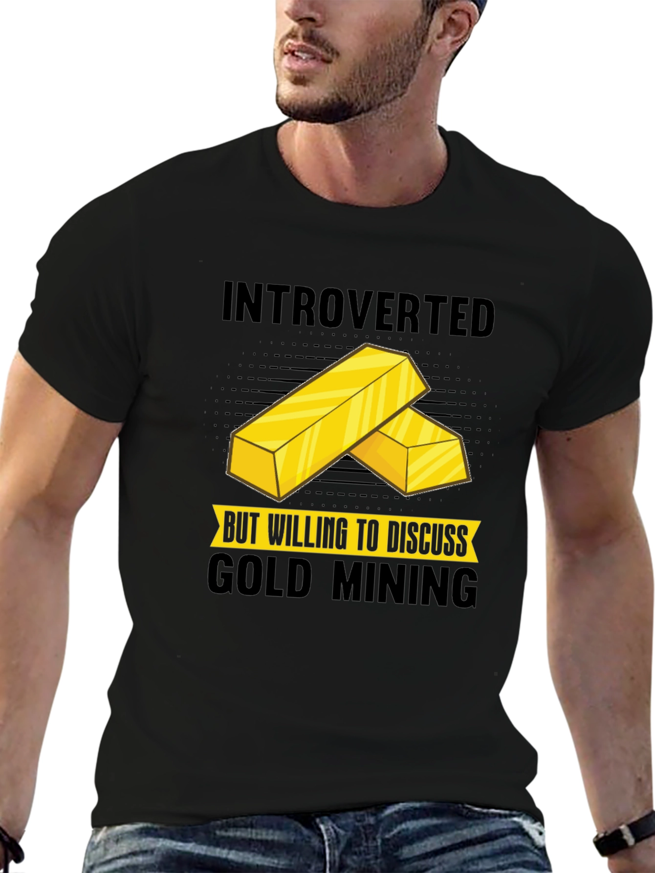 Black Introverted Gold Mining T-Shirt view 6