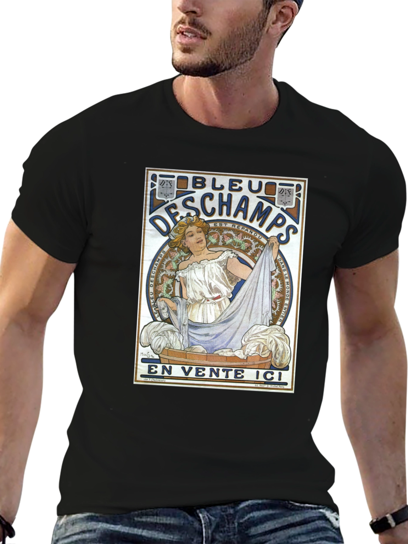 Black Bleu DesChamps Vintage Style Graphic Tee view 6