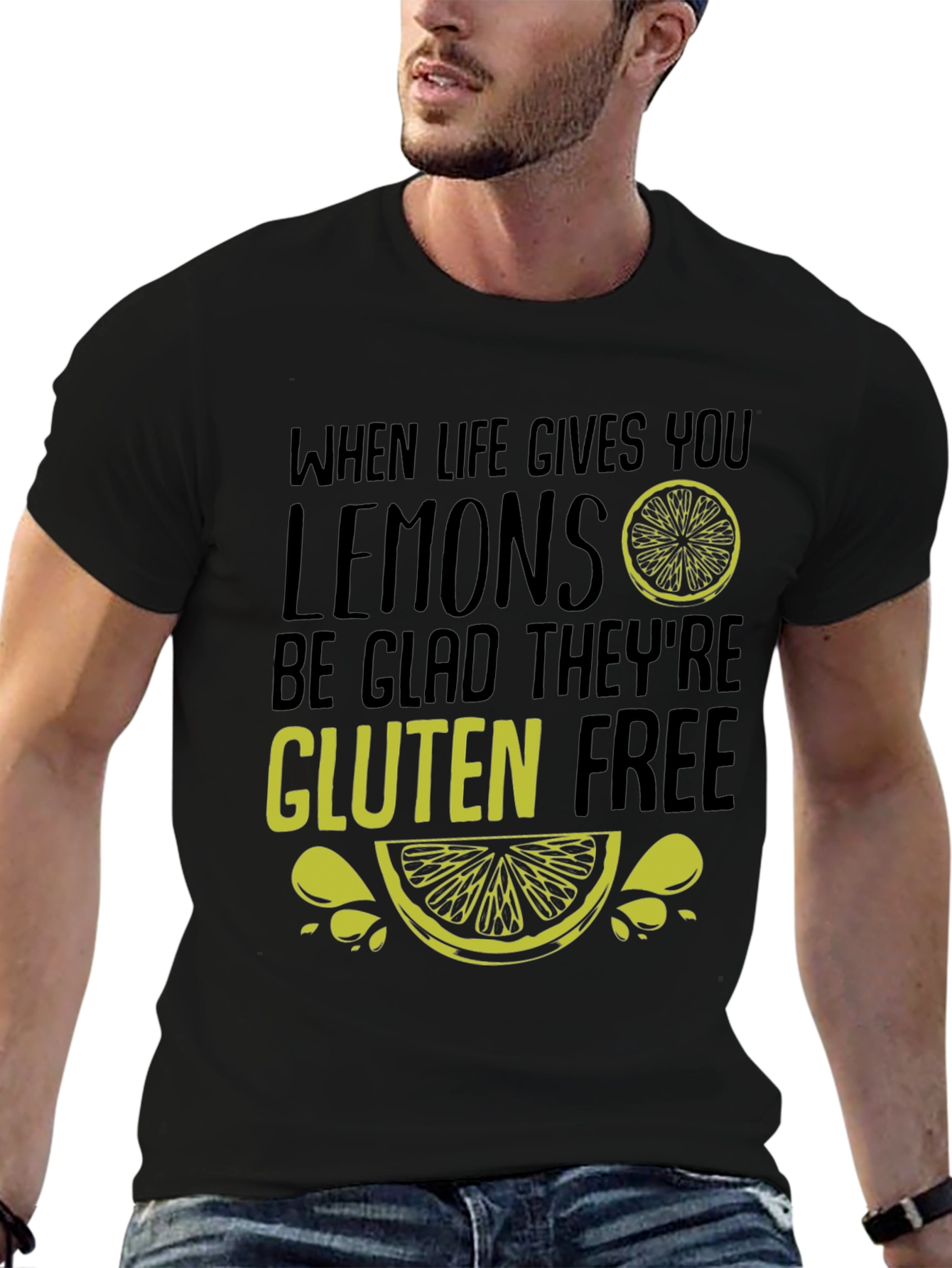 Black Funny Gluten-Free Lemon Graphic Tee view 6