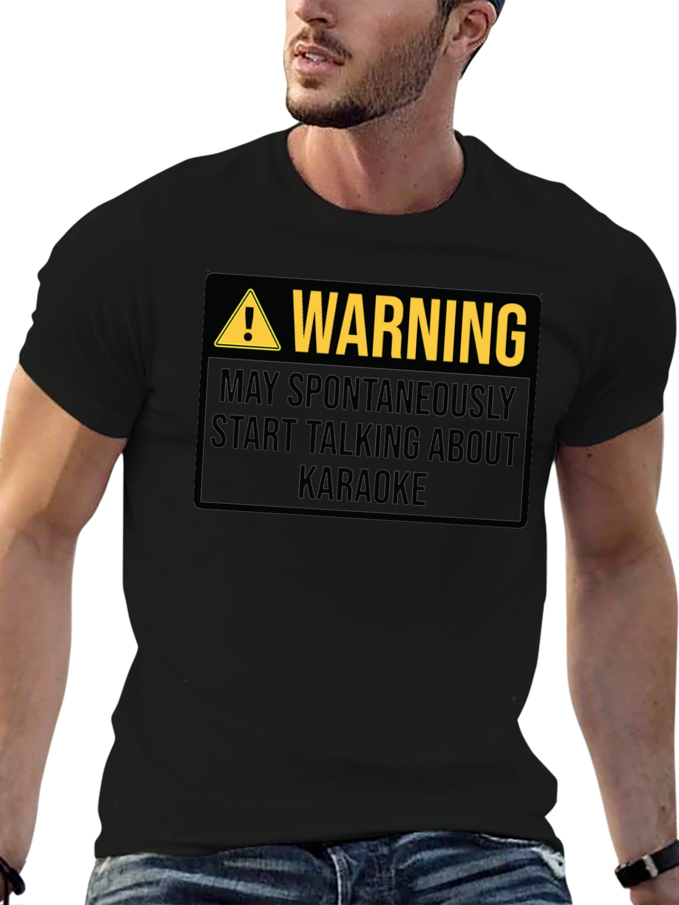 Black Warning Karaoke T-Shirt view 6