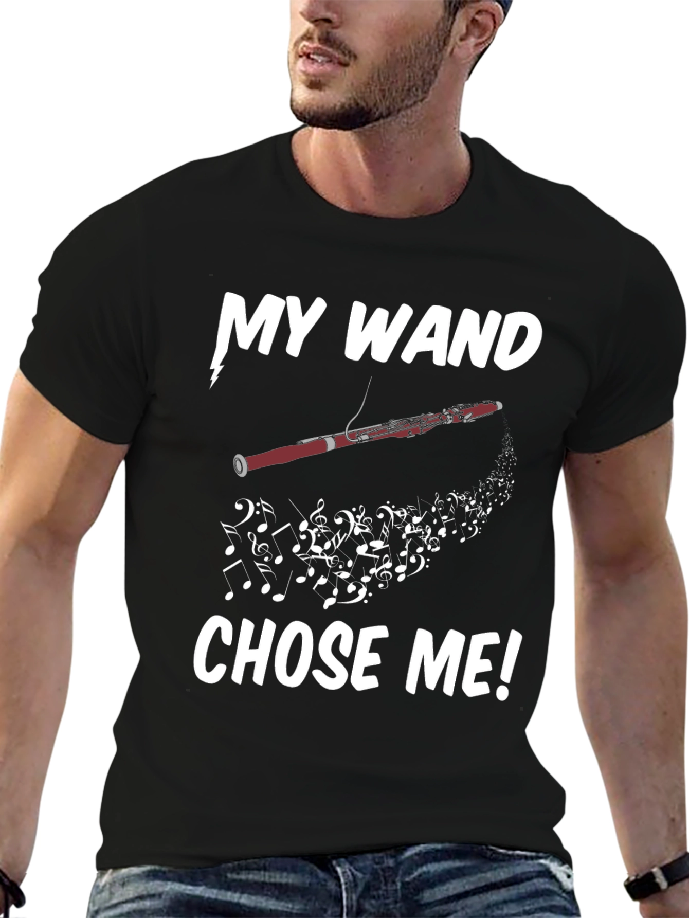 Black My Wand Chose Me Bassoon T-Shirt view 6