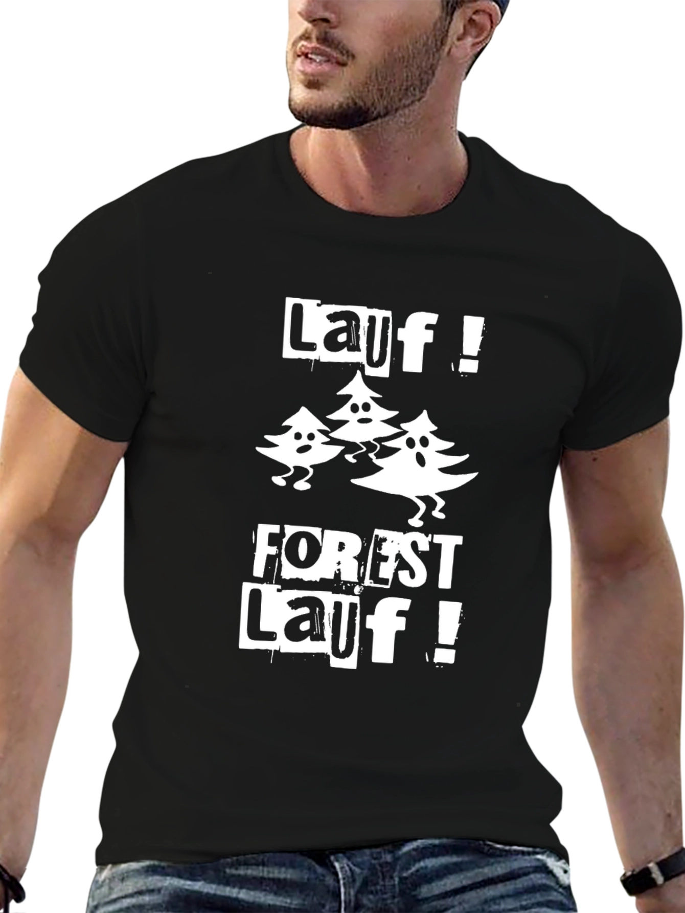 Black Forest Lauf T-Shirt - Running Tree Graphic Tee view 6