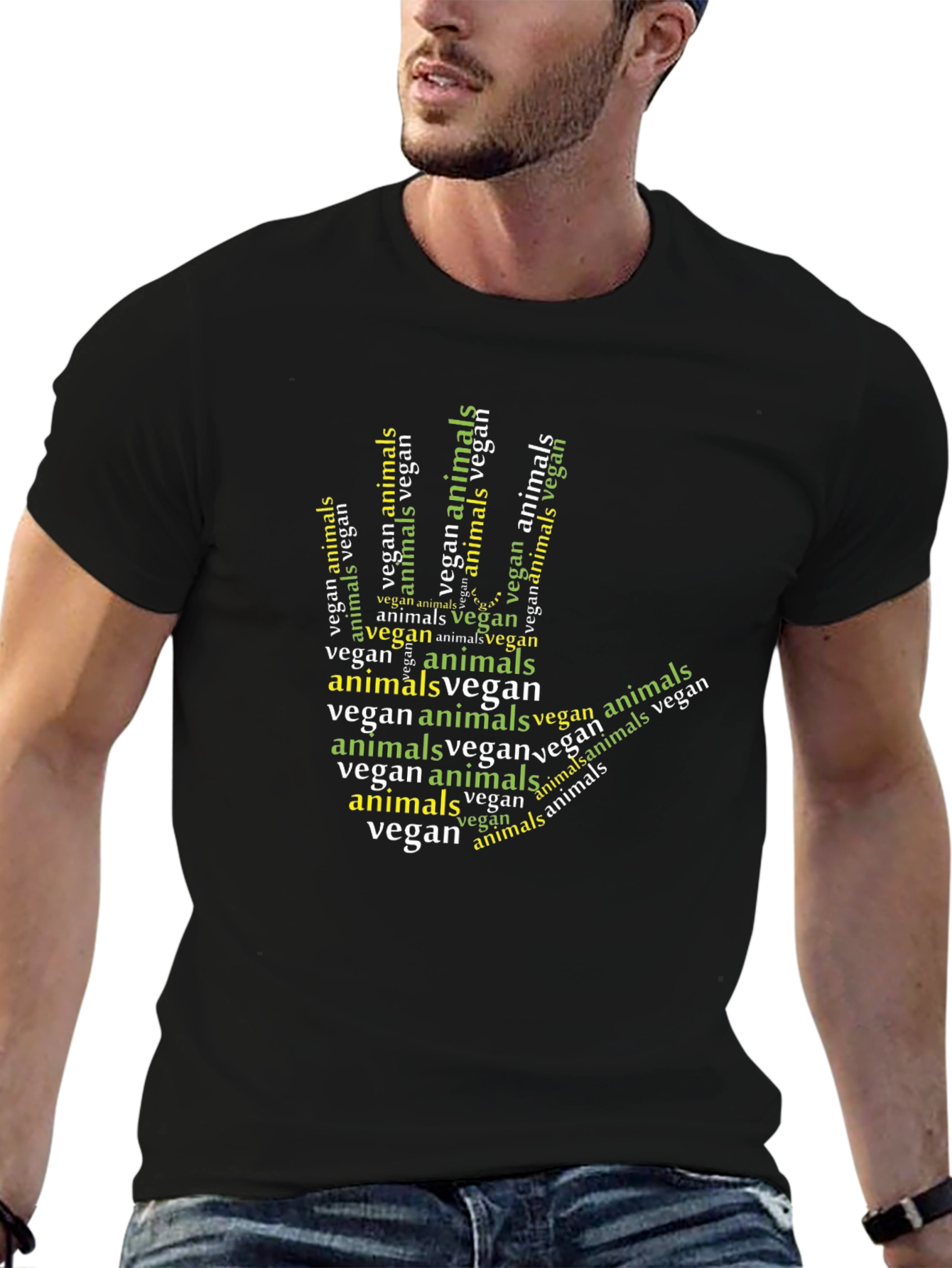 Vegan Animals Hand Graphic T-Shirt - 6
