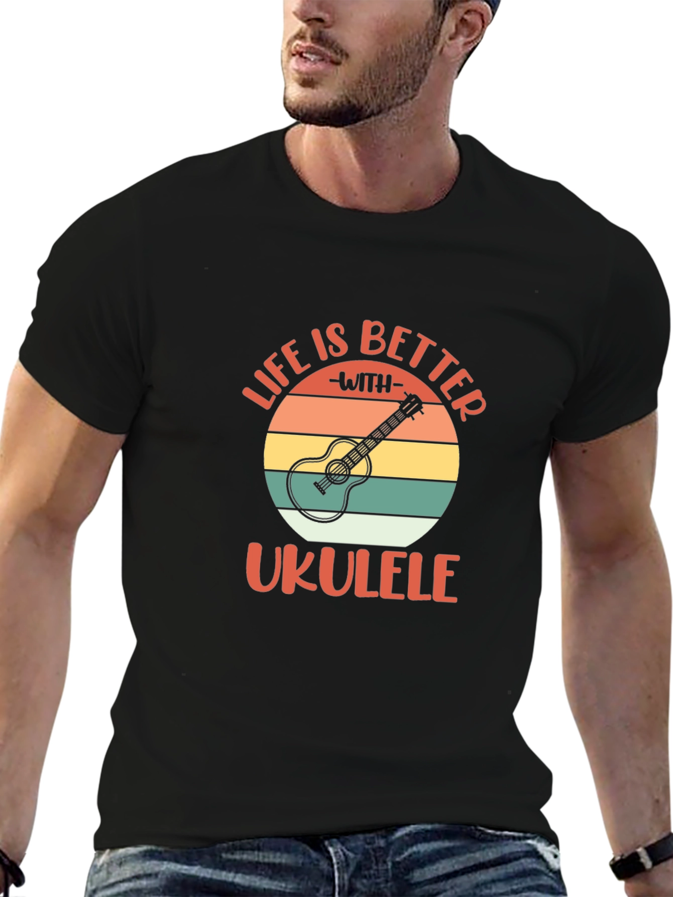 Black Life is Better with Ukulele Graphic T-Shirt view 6