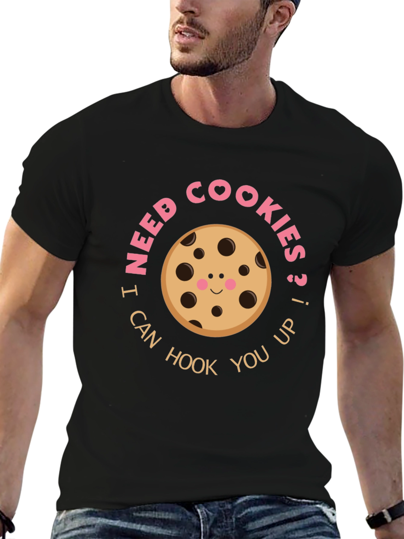 Black I Need Cookies T-Shirt Funny Graphic Tee view 6