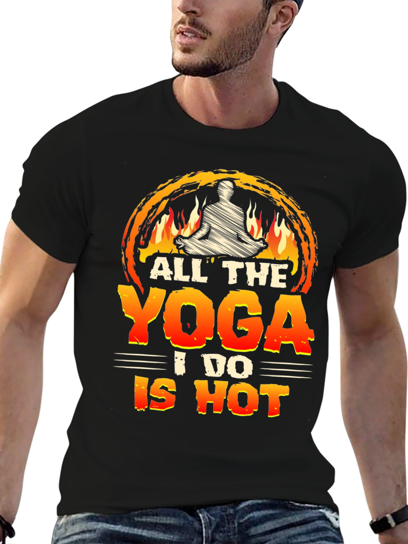 Black Hot Yoga Graphic Tee - Comfortable Unisex Fit view 6