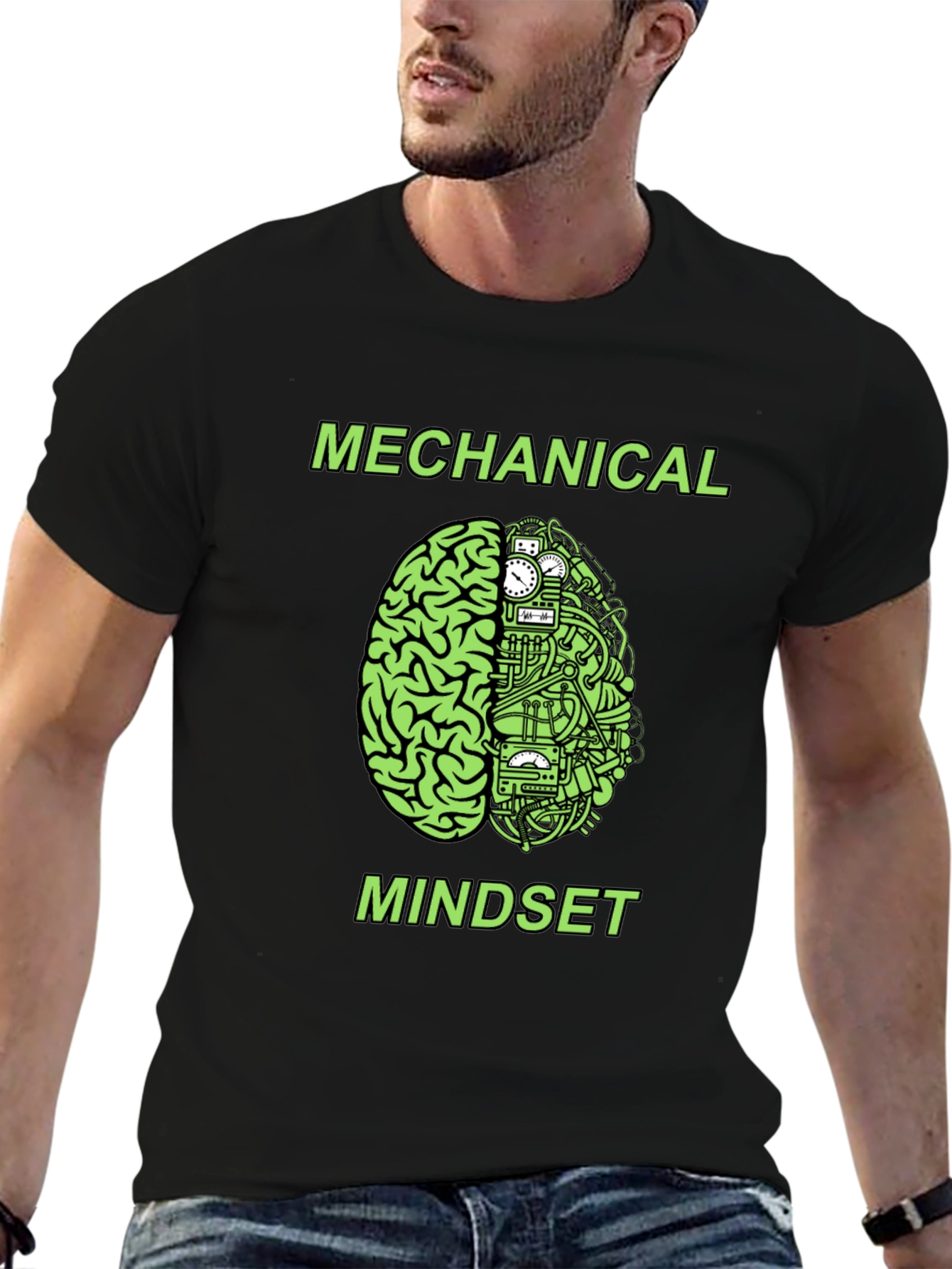 Black Mechanical Mindset Graphic T-Shirt view 6