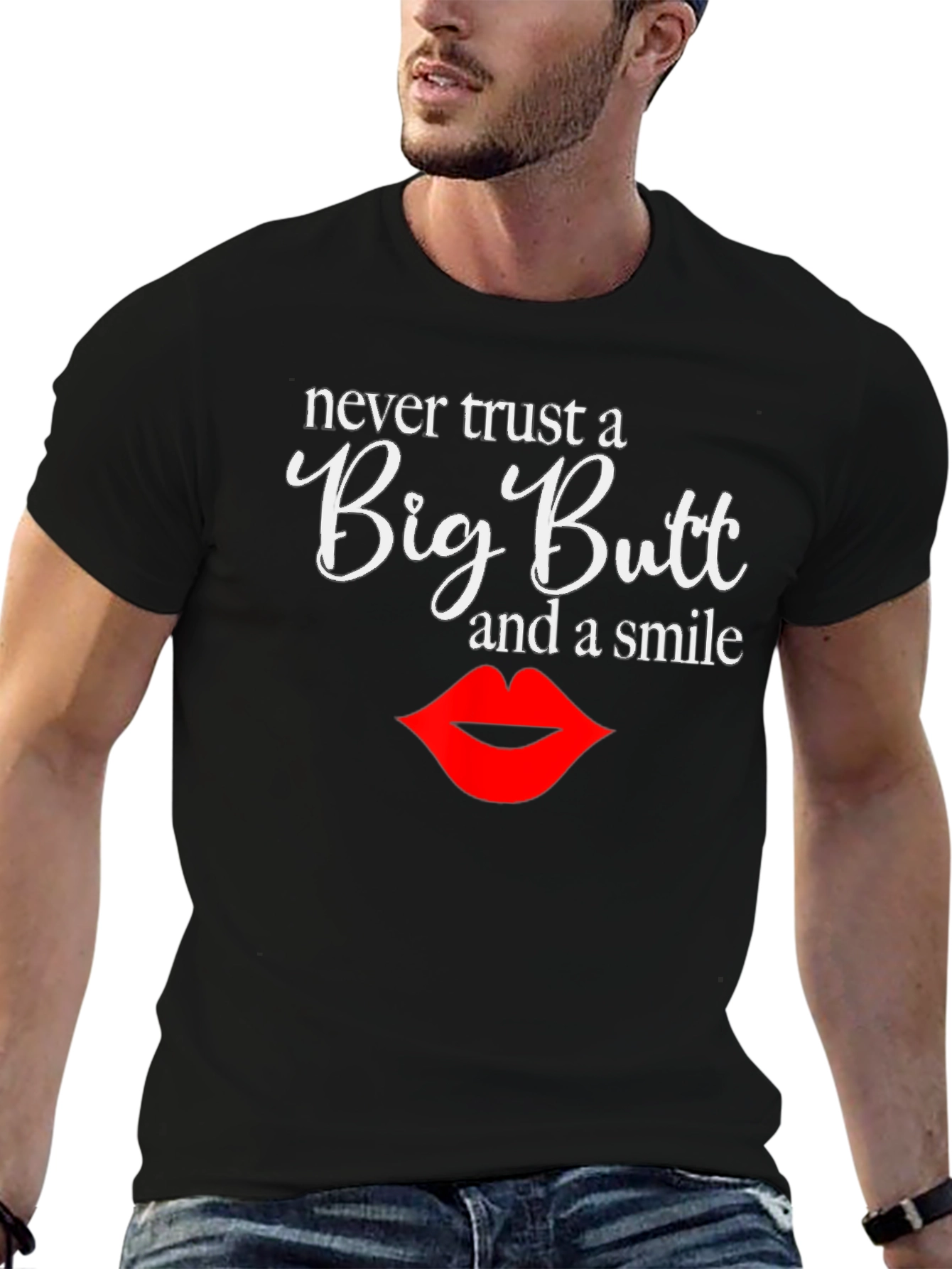 Black Big Butt Smile T-Shirt view 6
