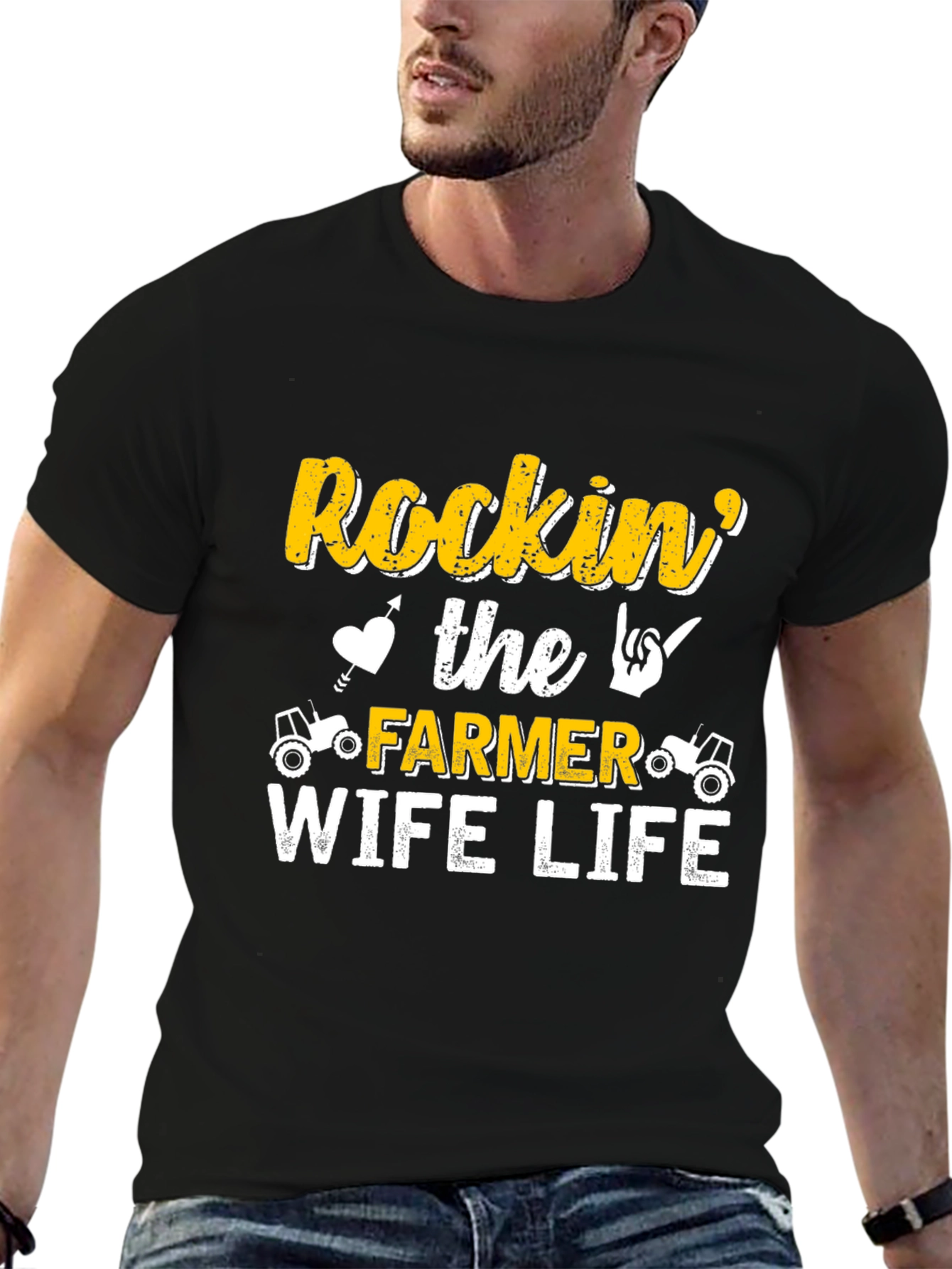 Rockin' Farmer Wife Life Black T-Shirt - 6
