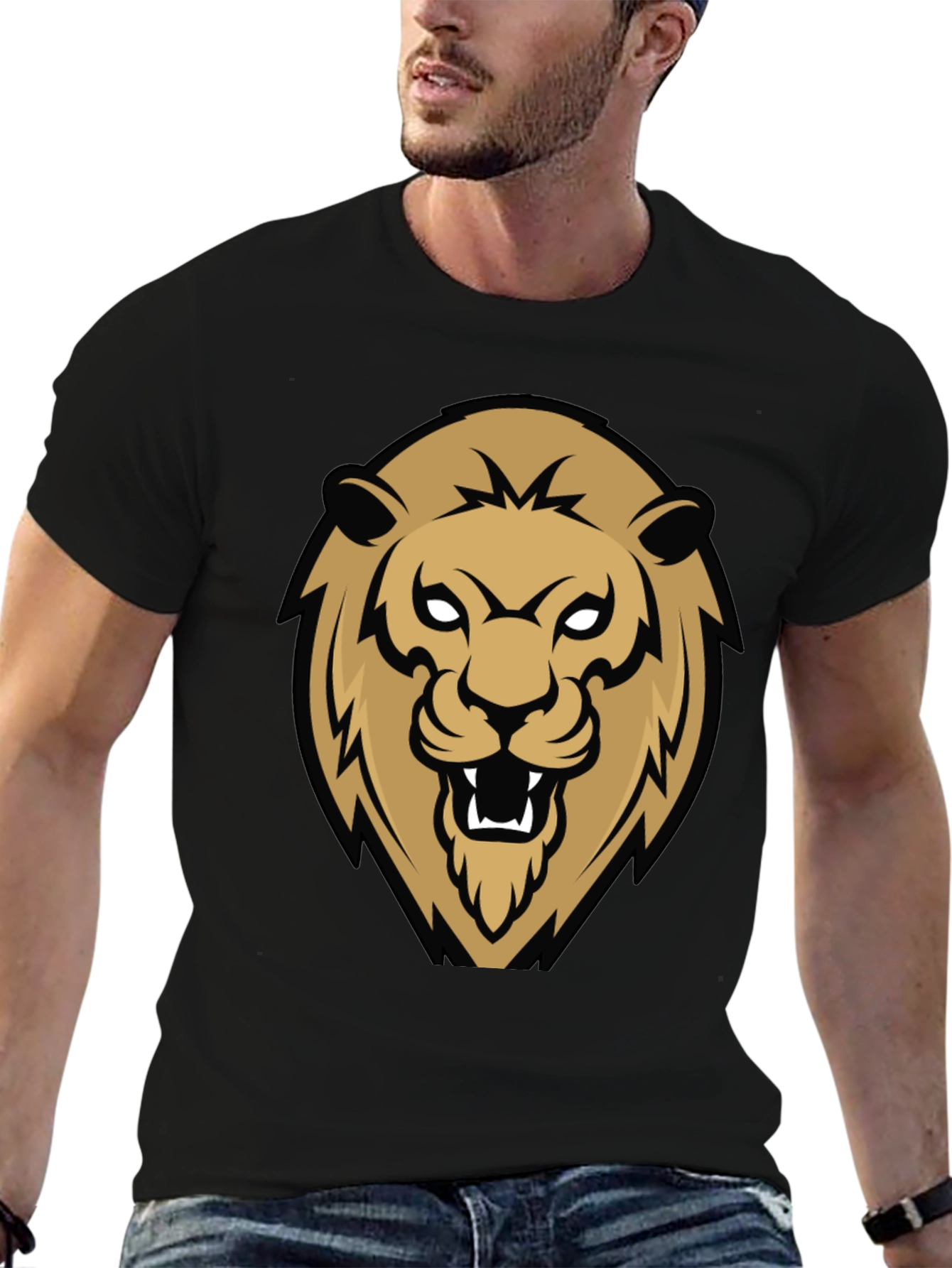 Black Lion Graphic Black T-Shirt view 6