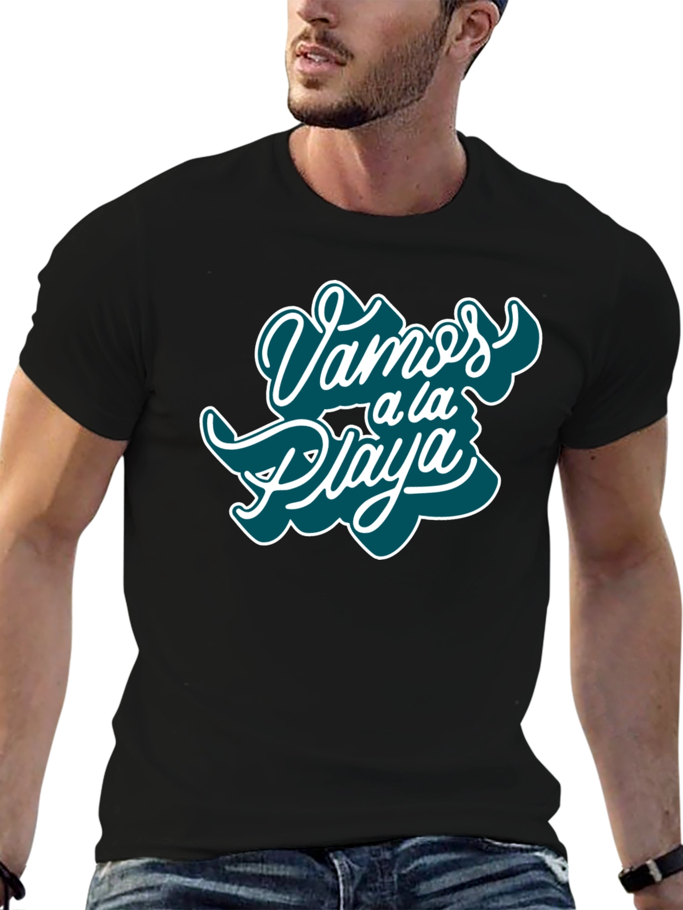 Black Vamos a la Playa T-Shirt - Stylish Vacation Tee view 6