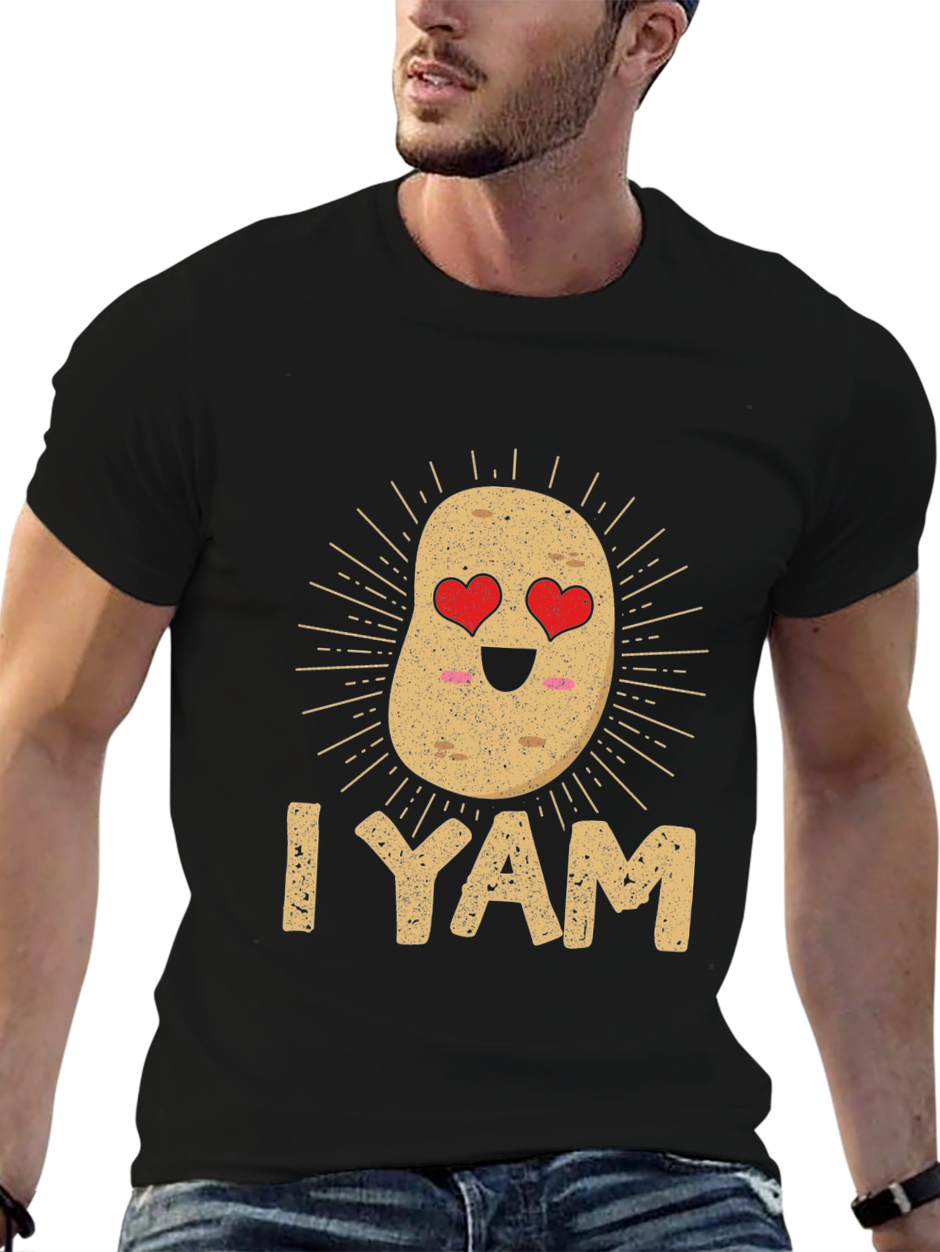 Black I Yam Cute Potato Graphic Tee - Unisex view 6