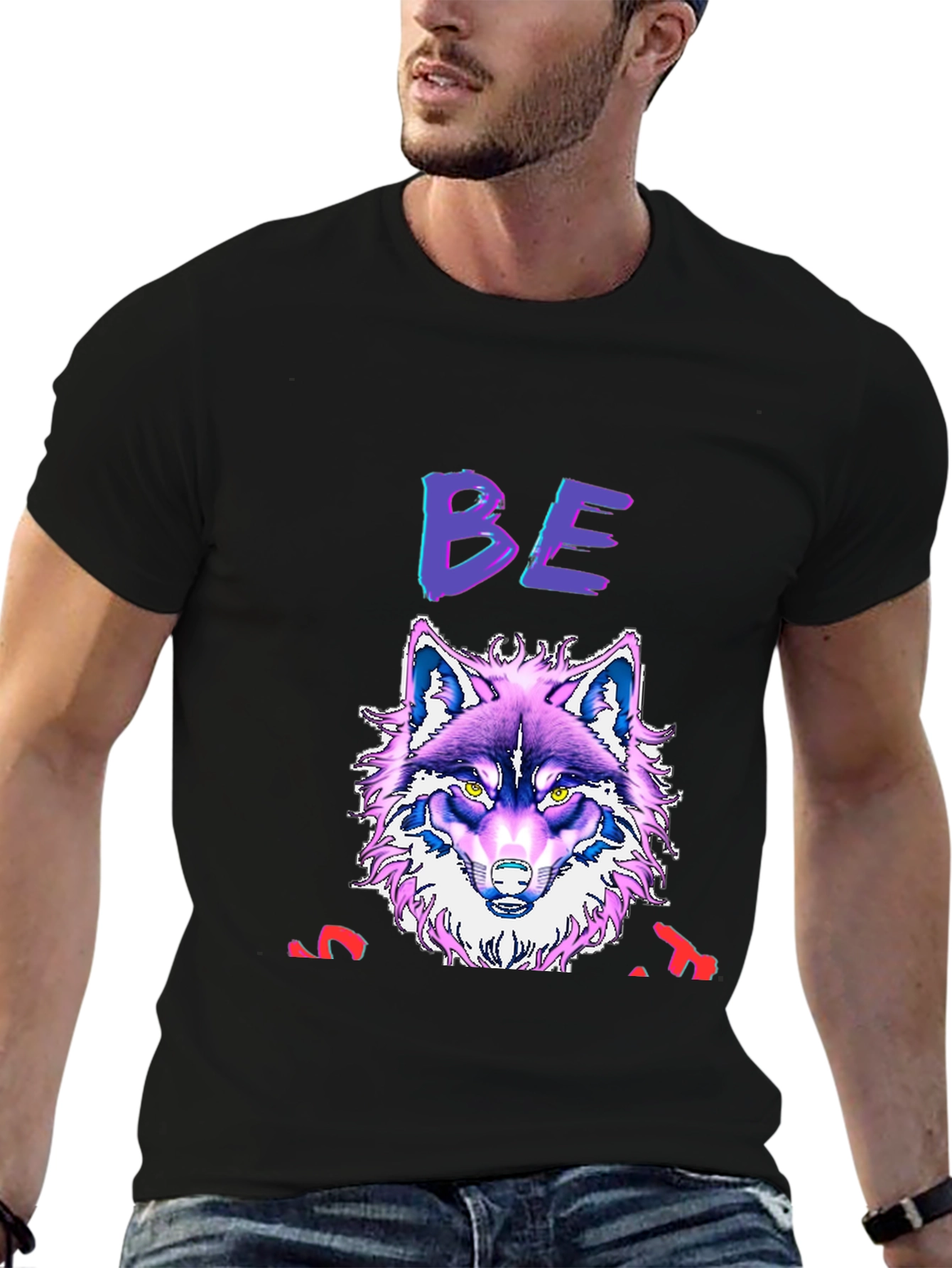 Black Wolf Graphic Print T-Shirt - Bold, Unique Design view 6