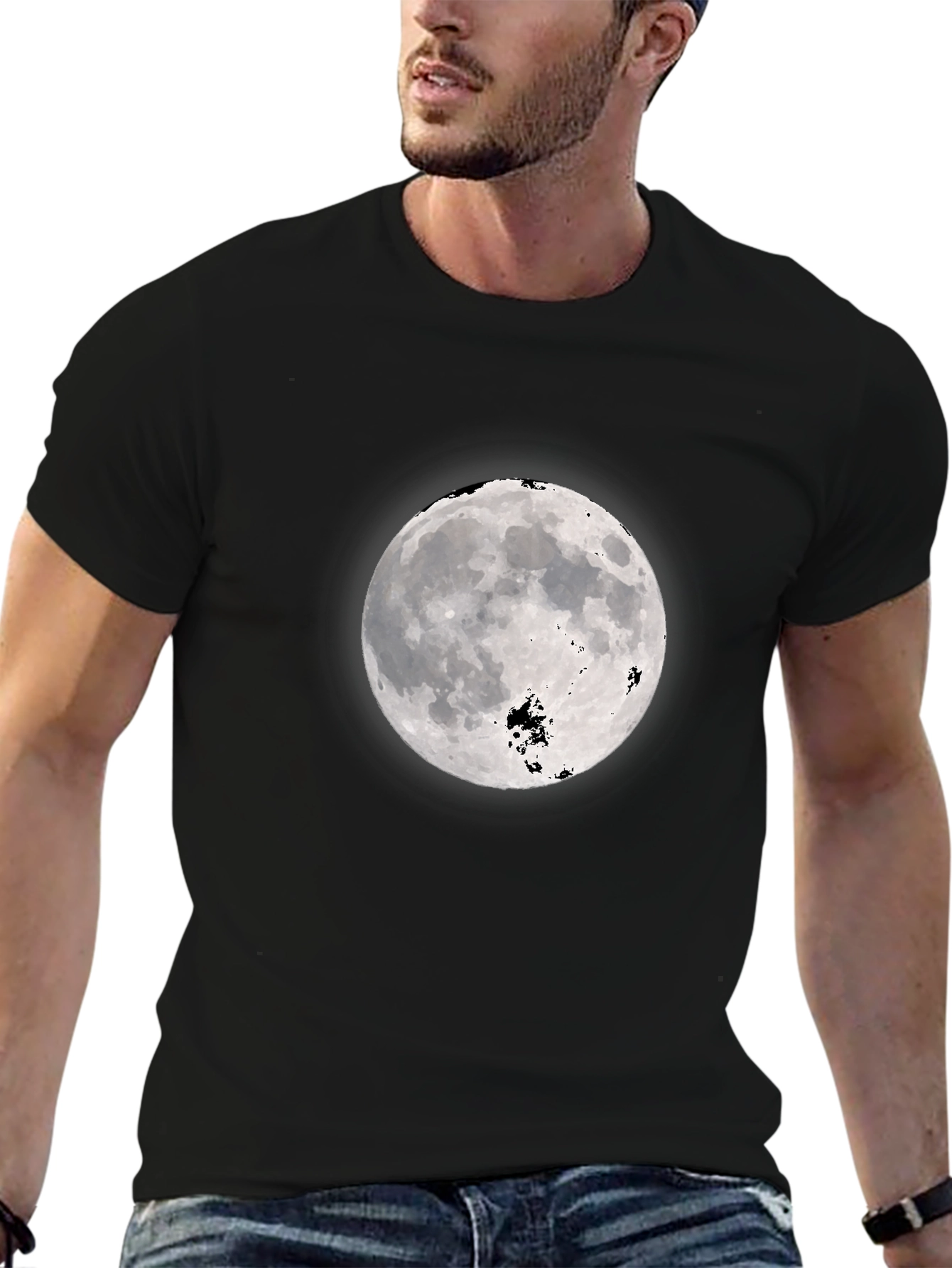 Black Moon Graphic Black T-Shirt - Celestial Style view 6