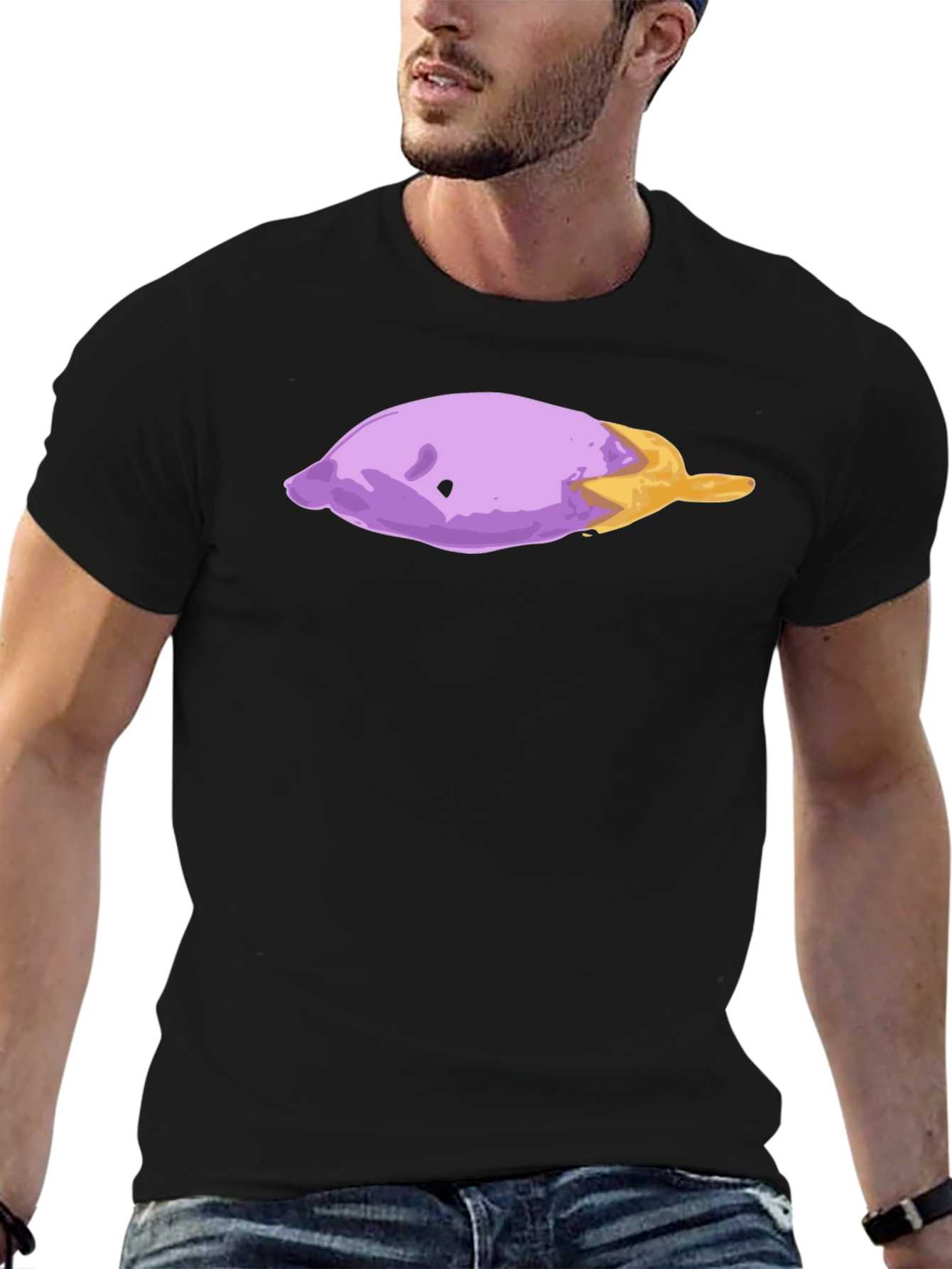 Eggplant Art Graphic T-Shirt - Casual Black Tee - 6