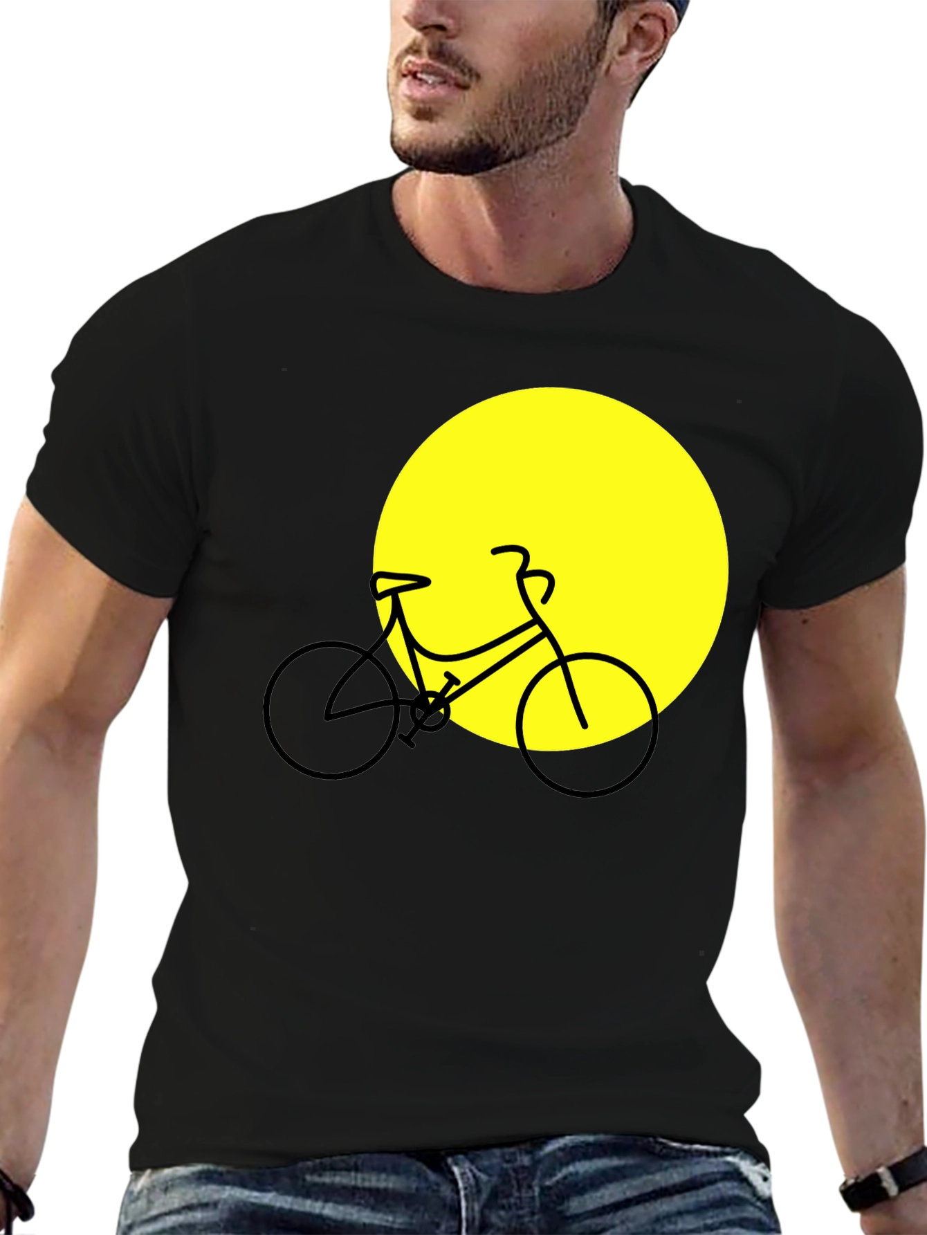 Black Bike Silhouette Graphic Tee - Black Cotton Blend view 6