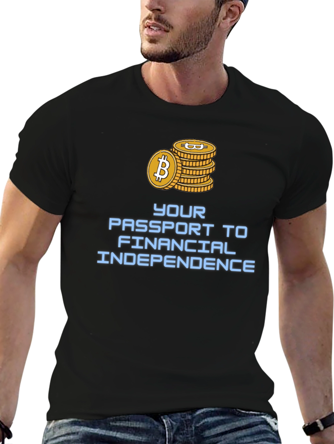 Black Bitcoin Financial Independence T-Shirt view 6