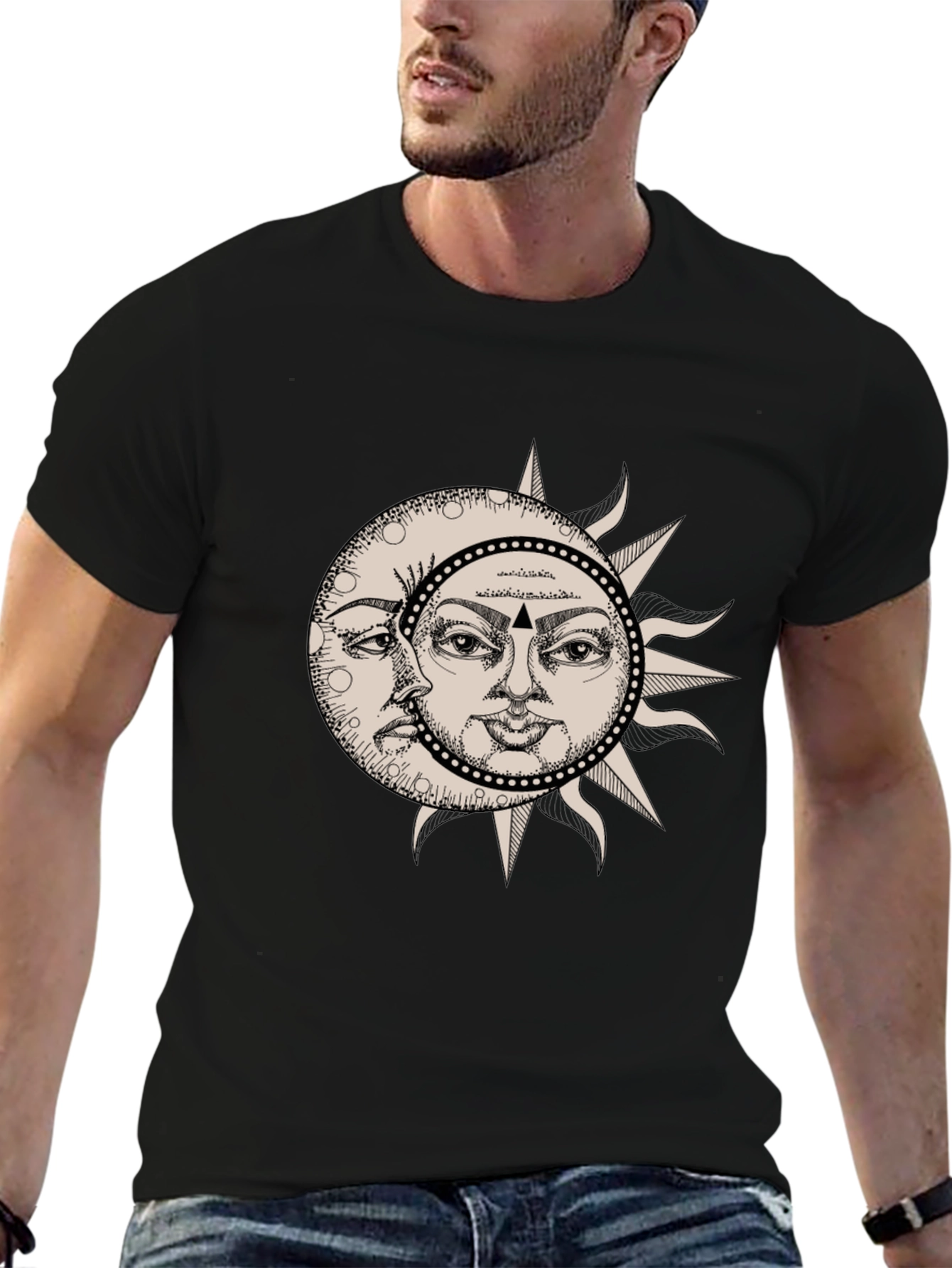 Black Celestial Sun and Moon Graphic Tee view 6