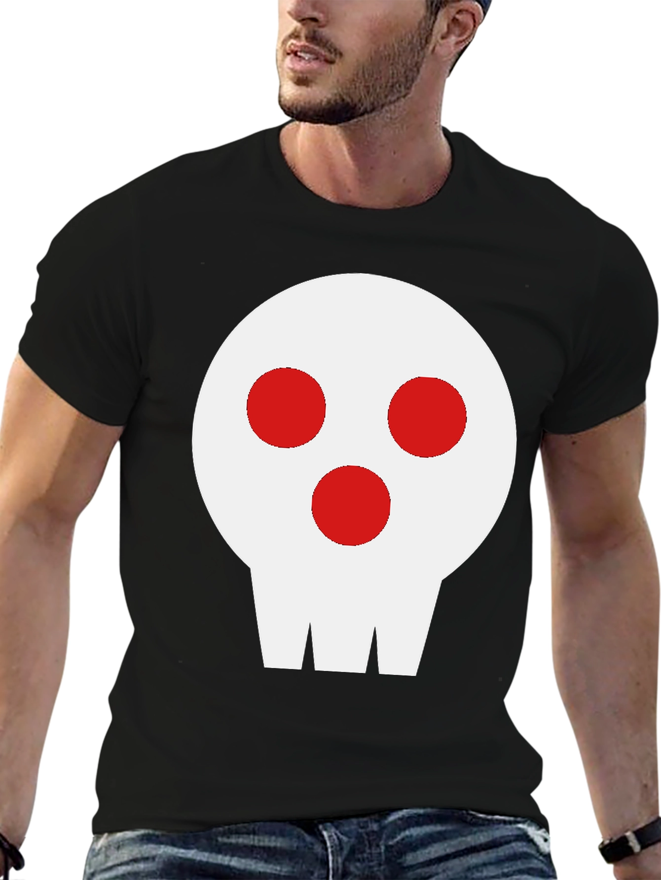 Black Skull Graphic Tee - Black Cotton Blend view 6