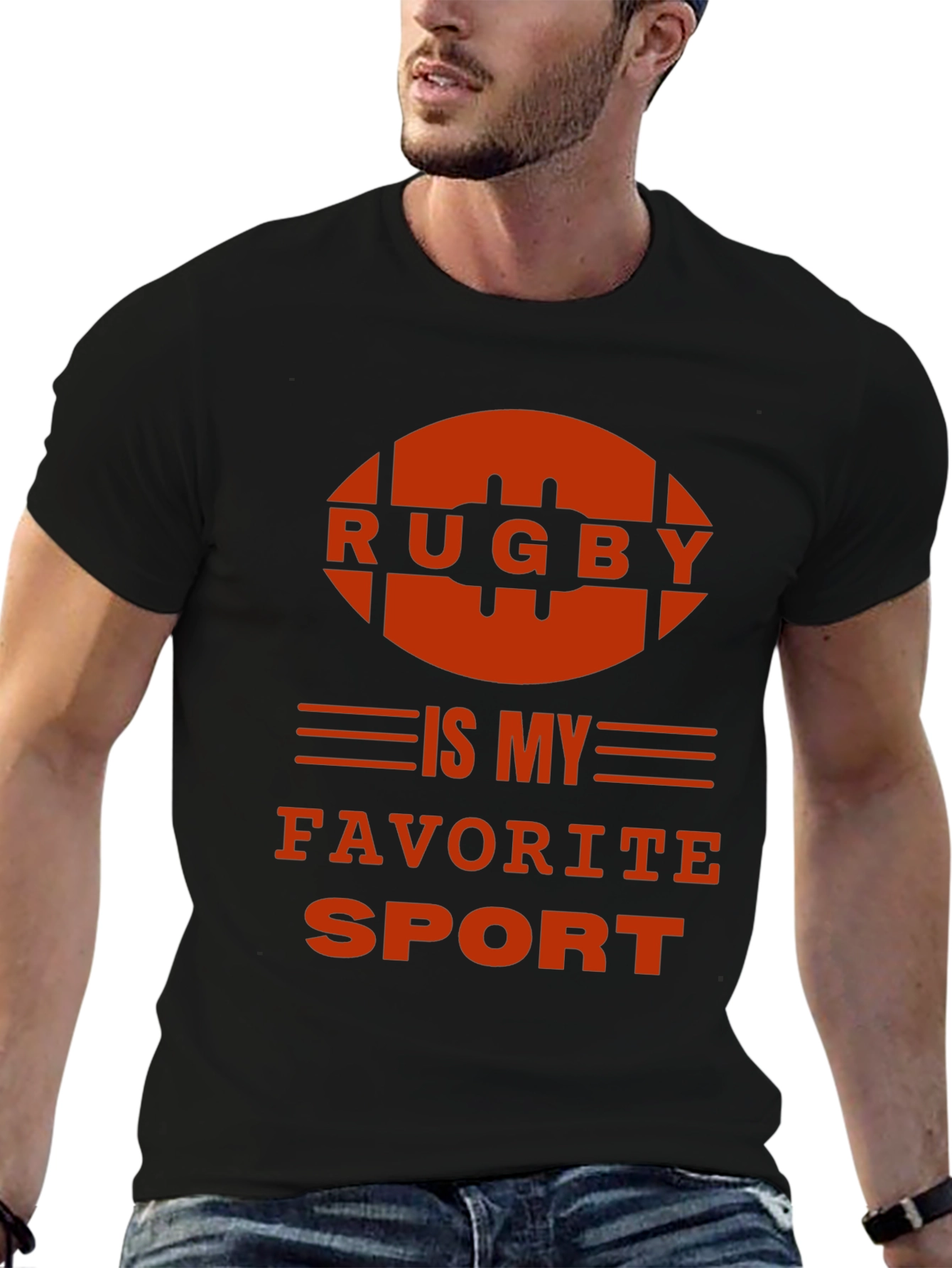 Black Rugby is My Favorite Sport T-Shirt view 6