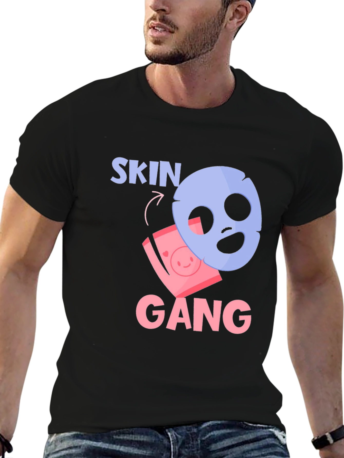 Black Skin Gang T-Shirt - Funny Beauty Mask Tee view 6