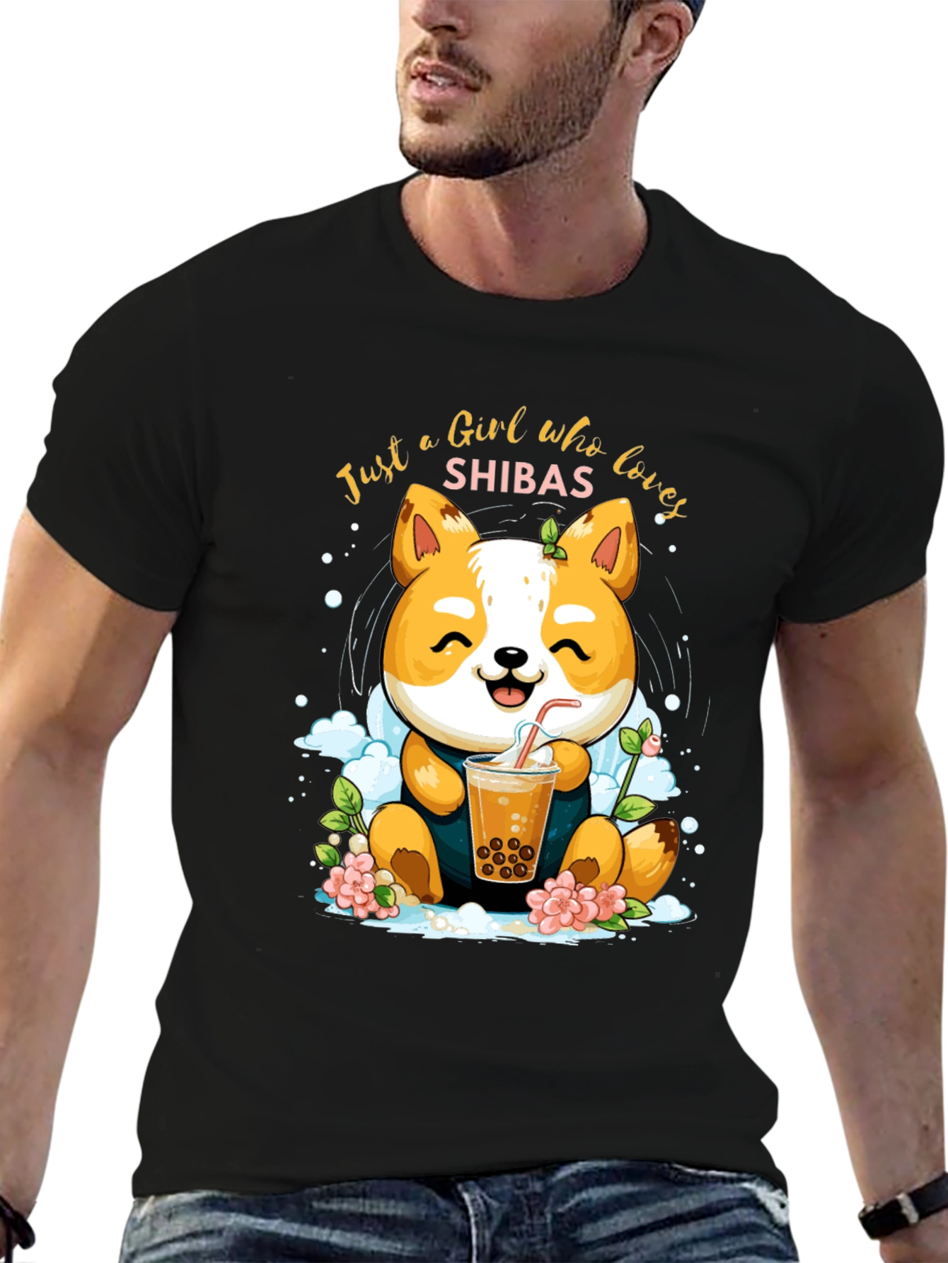 Black Girl Who Loves Shibas T-Shirt view 6