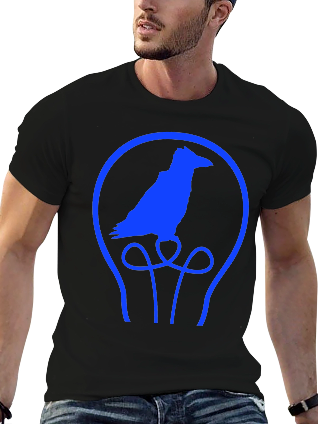 Black Raven Lightbulb T-Shirt - Unique Graphic Tee view 6