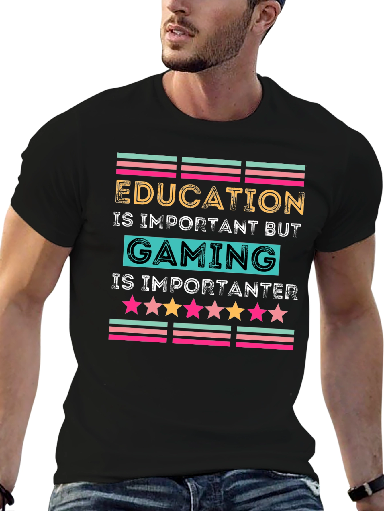 Black Gaming is Importanter T-Shirt view 6