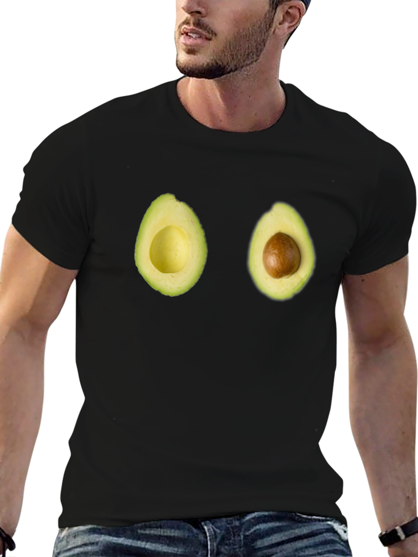 Black Avocado Halves Graphic Tee - Fun & Unique Design view 6