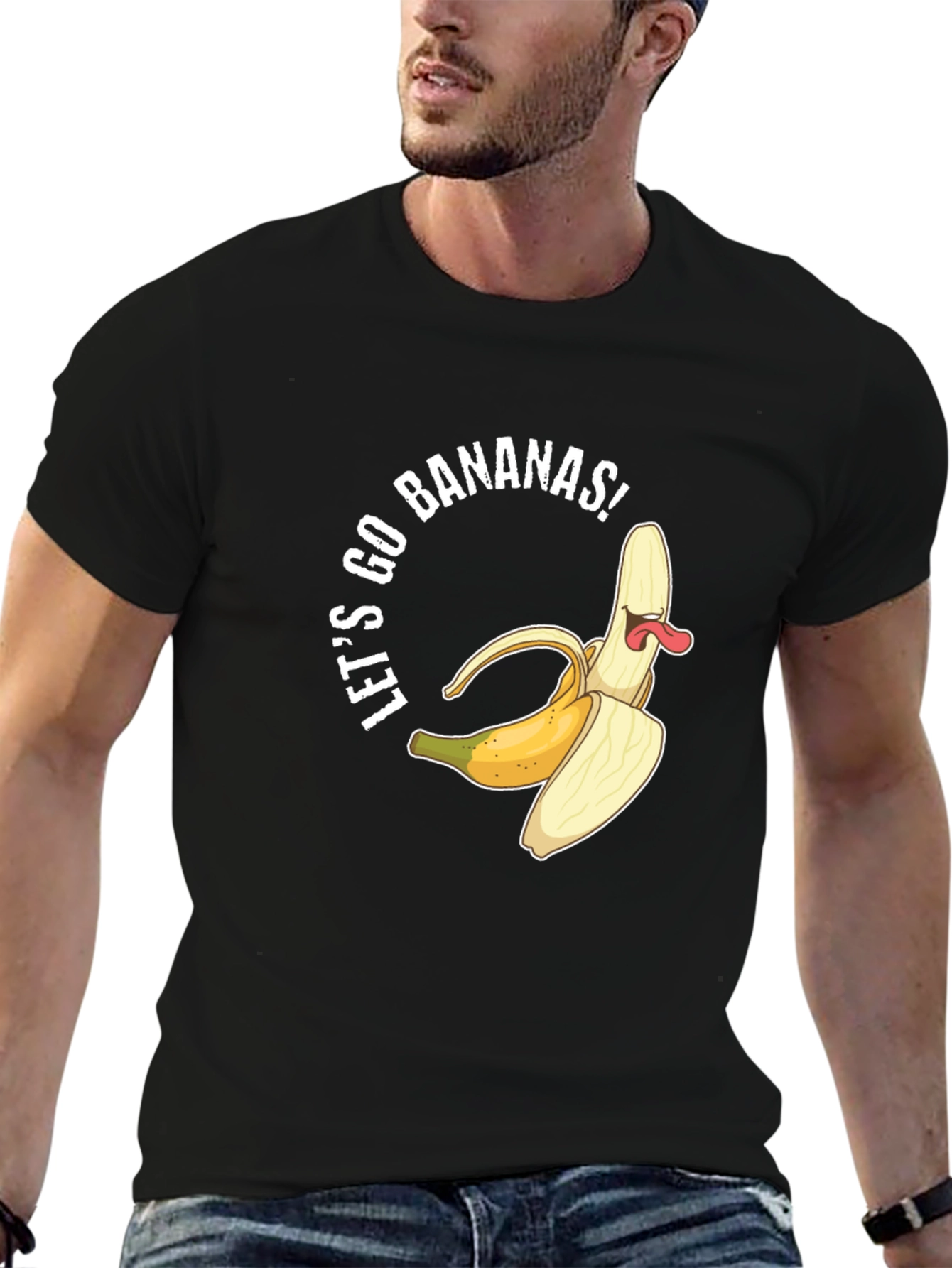 Black Let's Go Bananas Black Graphic Tee view 6