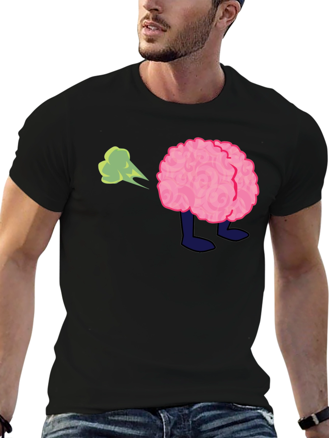 Black Funny Brain Fart T-Shirt - Adult Humor Tee view 6
