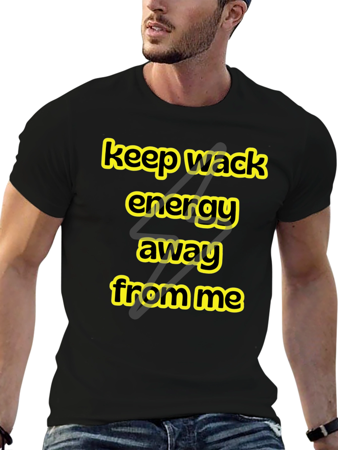 Black Keep Wack Energy Away Black Graphic Tee view 6