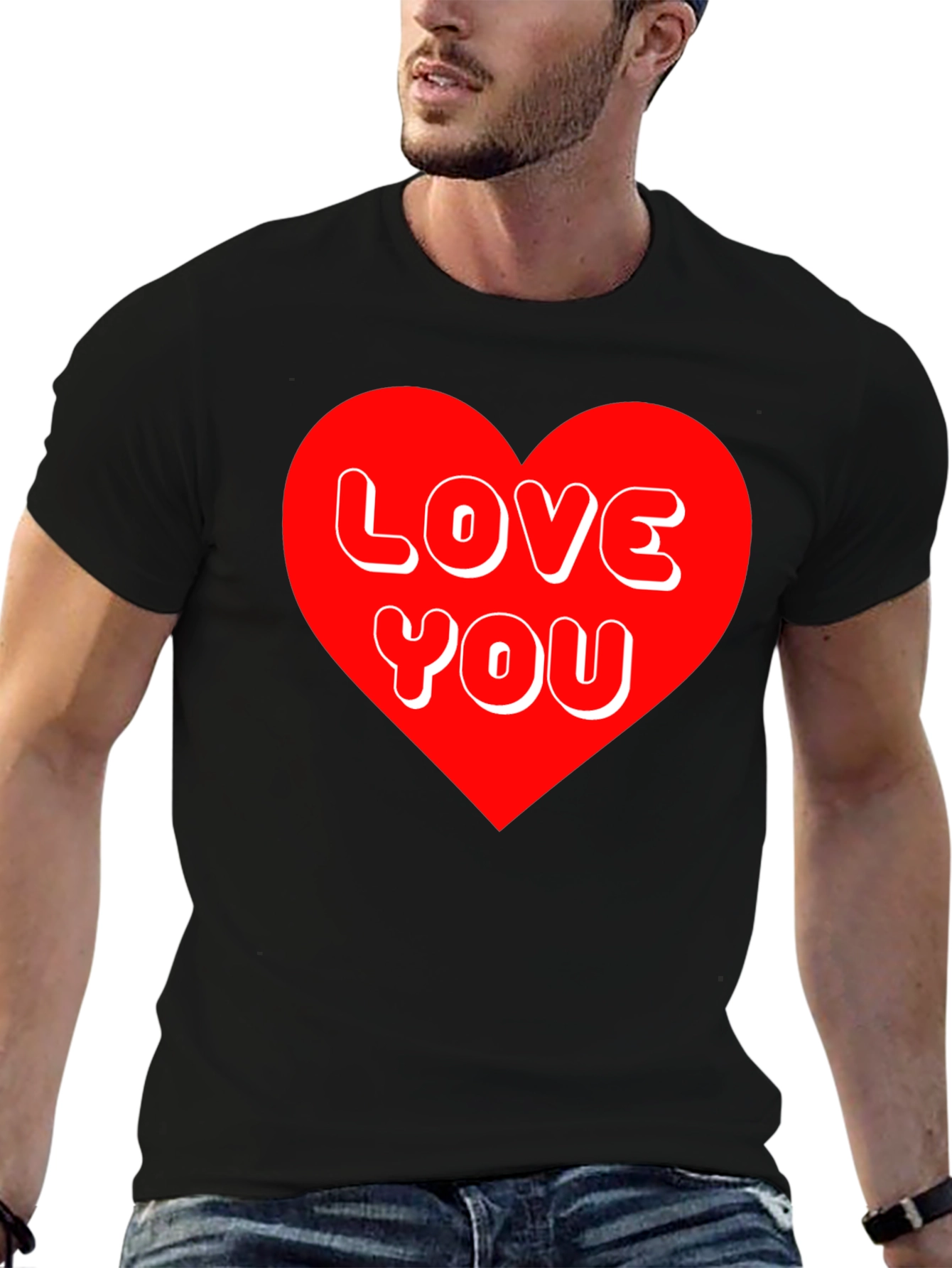Black Love You Heart Graphic Tee - Black view 6