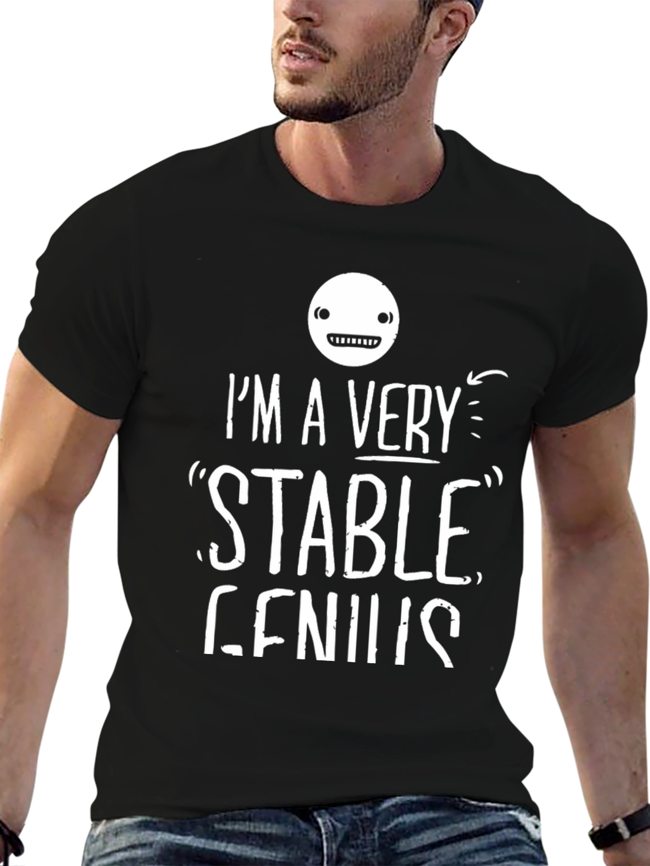 Black I'm A Very Stable Genius T-Shirt view 6