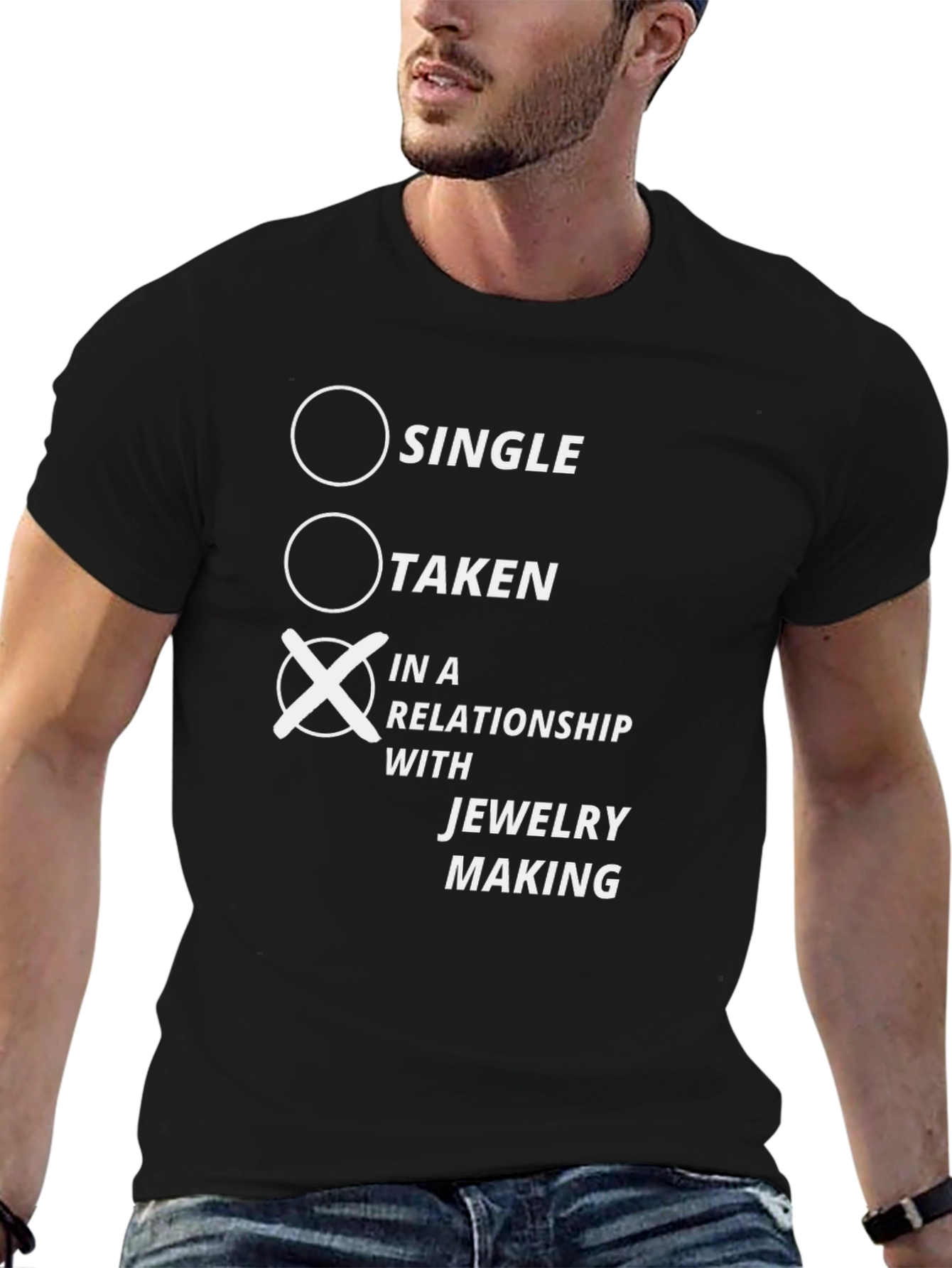 Black Jewelry Making Relationship T-Shirt - Black view 6