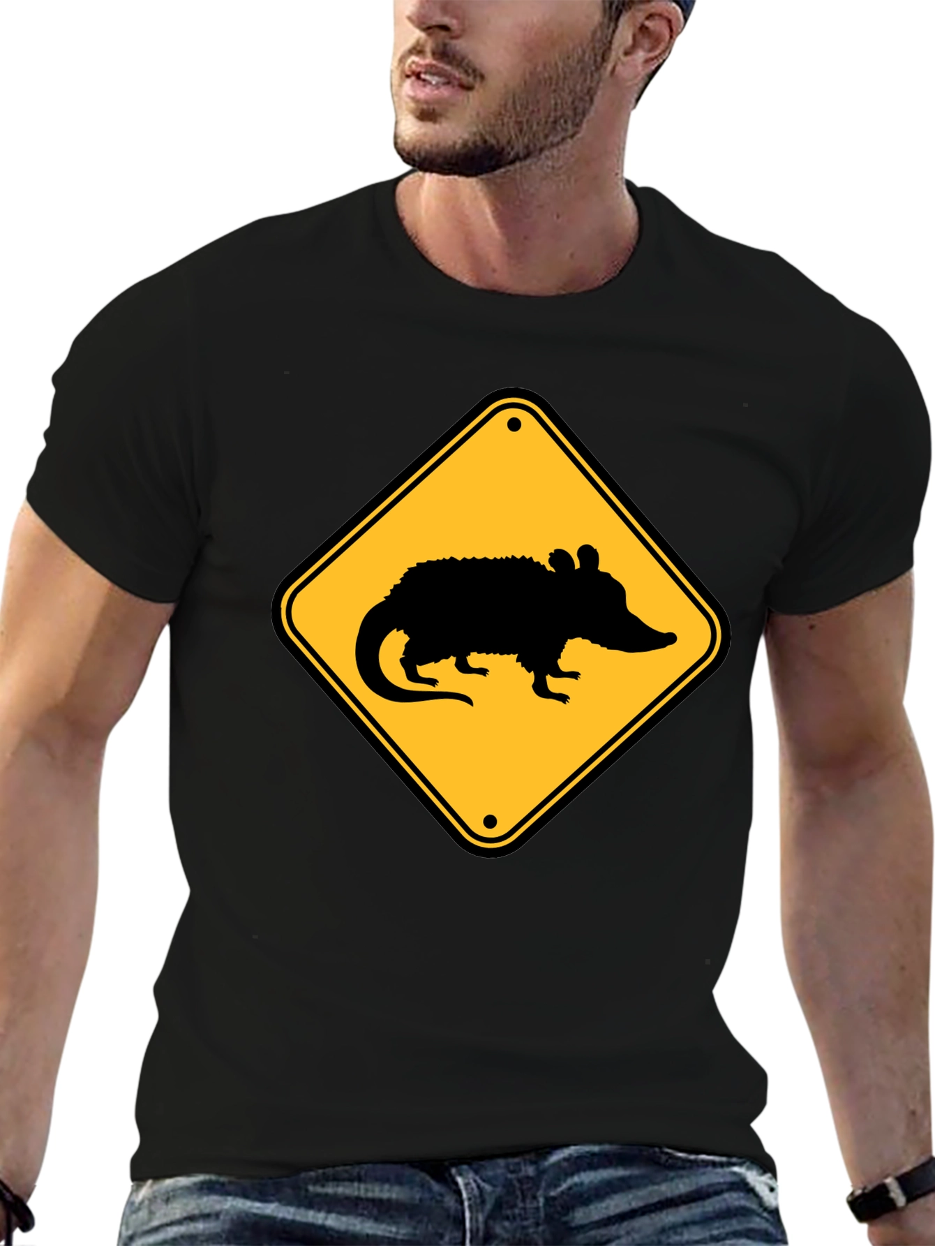 Black Opossum Crossing T-Shirt - Black view 6