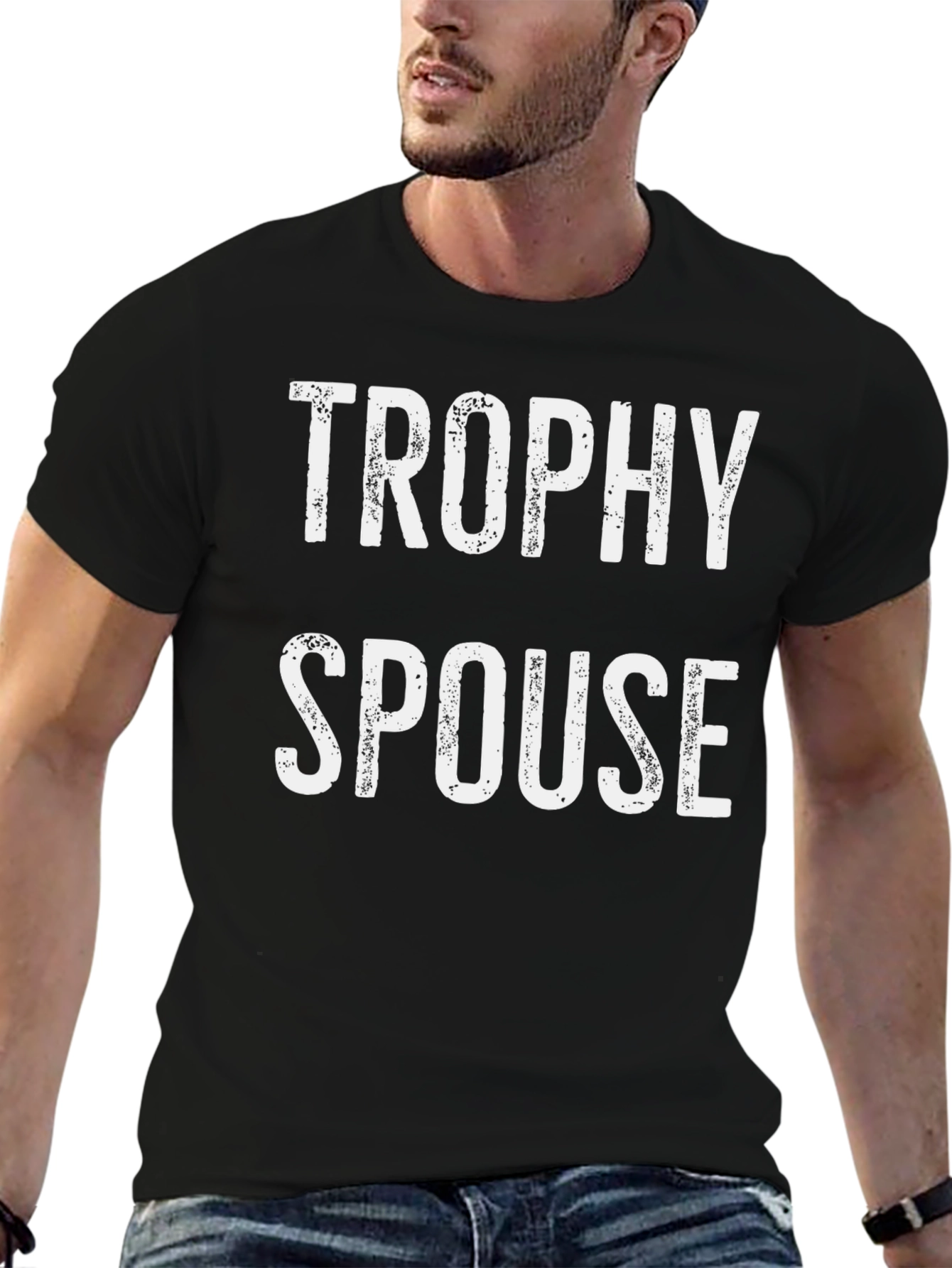 Black Trophy Spouse Graphic Tee - Funny Husband Shirt view 6