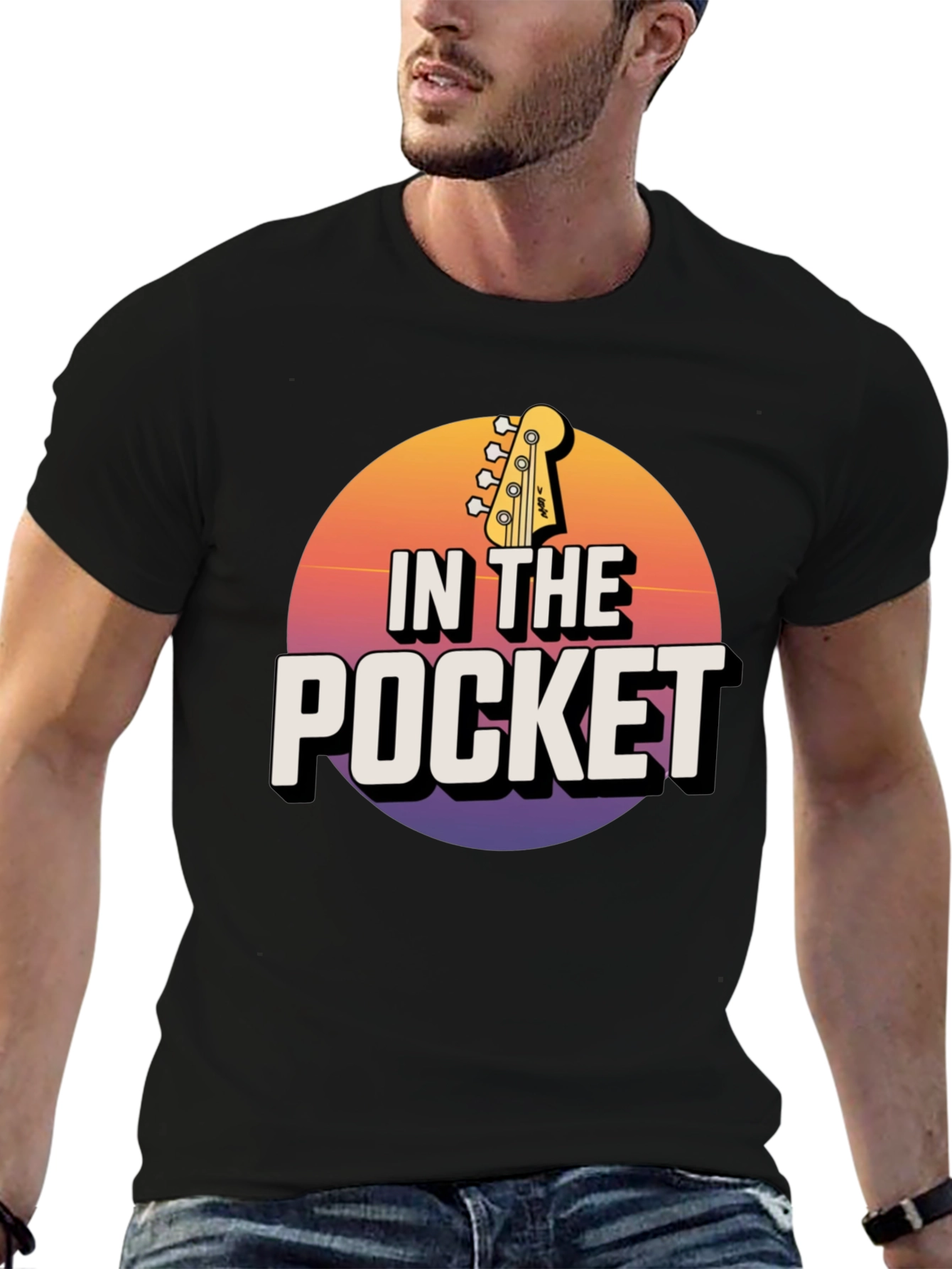Black In the Pocket Bass Guitar Graphic Tee view 6