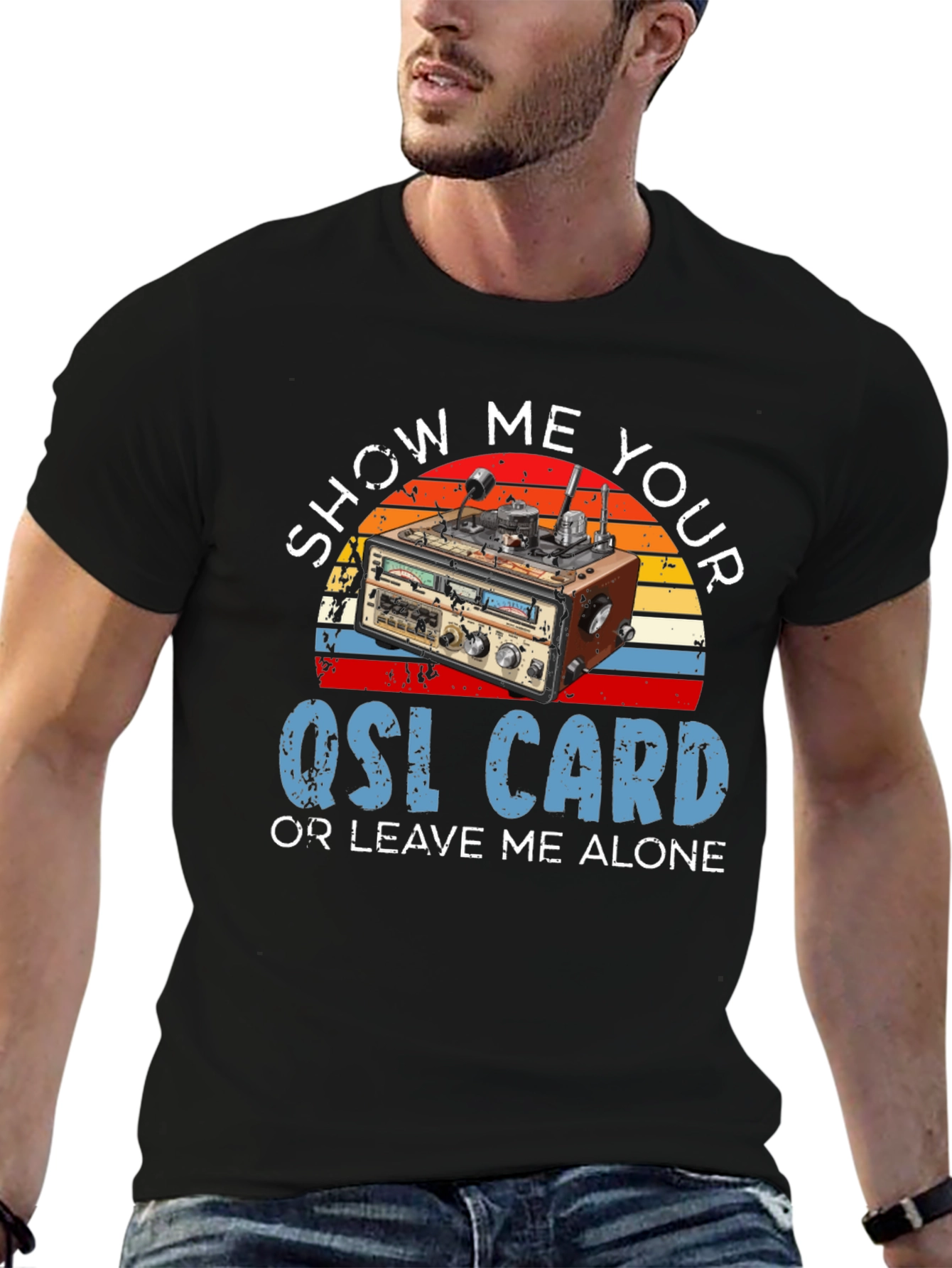 Black Show Me Your QSL Card T-Shirt view 6