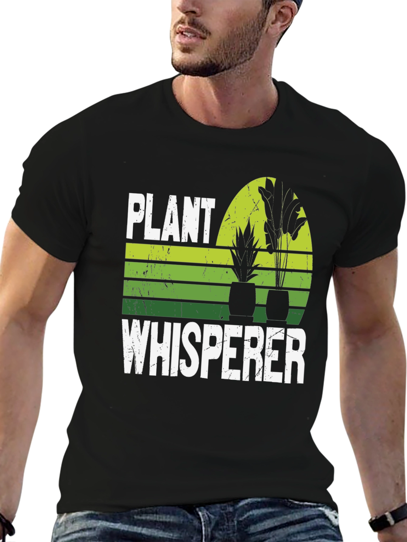 Black Plant Whisperer Graphic T-Shirt - Gardening Gift view 6