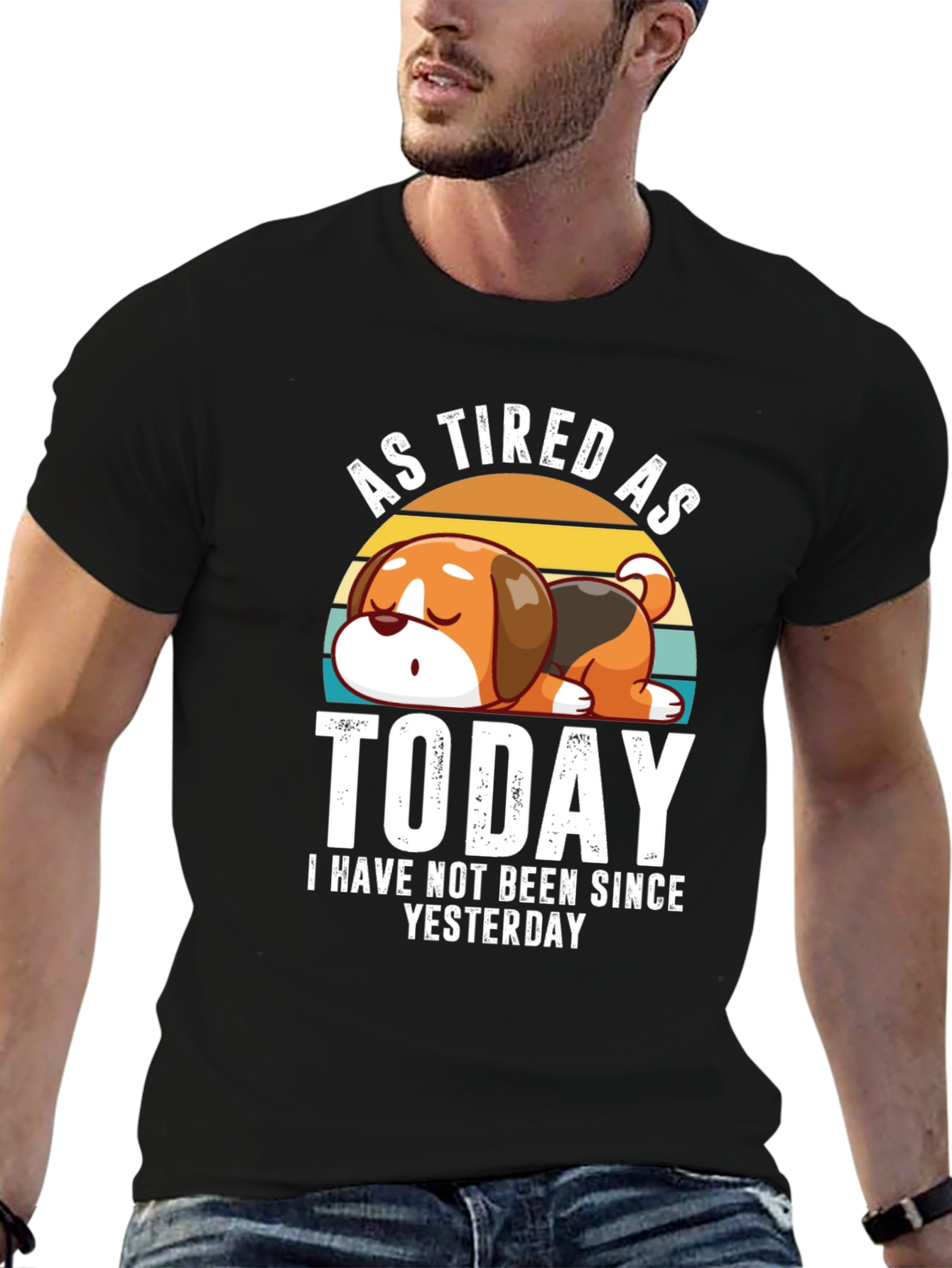 Black As Tired As Today T-Shirt view 6