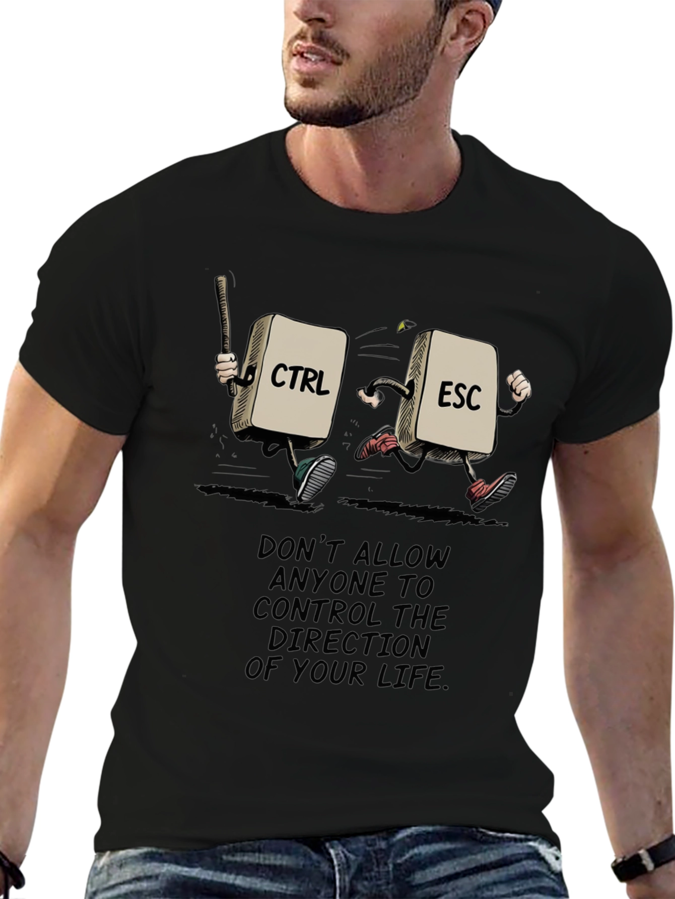 Black Control Escape T-Shirt: Be The Master of Your Life view 6