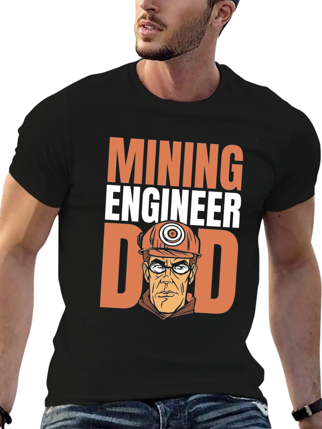 Black Mining Engineer Dad T-Shirt view 6
