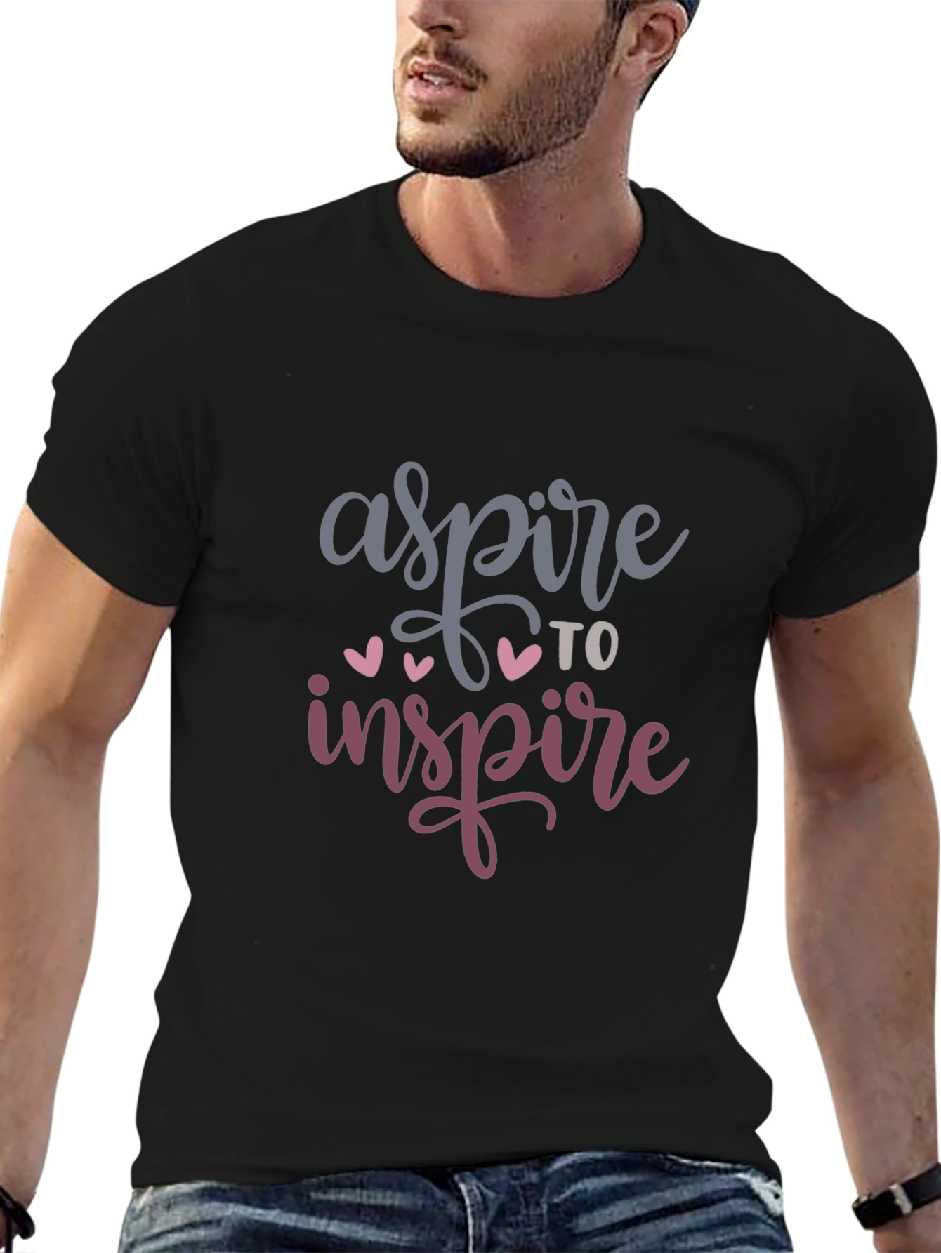 Black Aspire to Inspire Graphic T-Shirt view 6